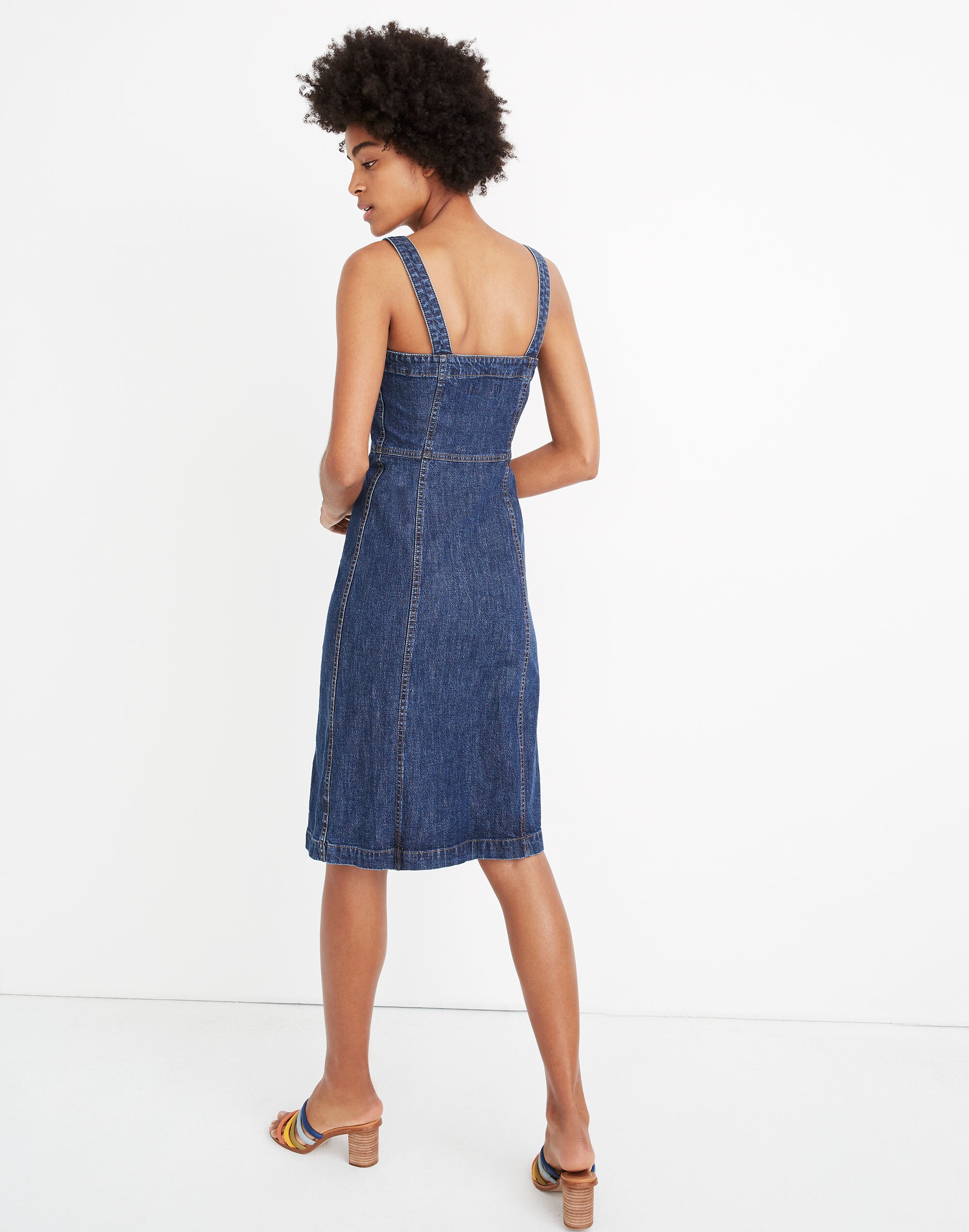 Denim Button-Front Tank Dress