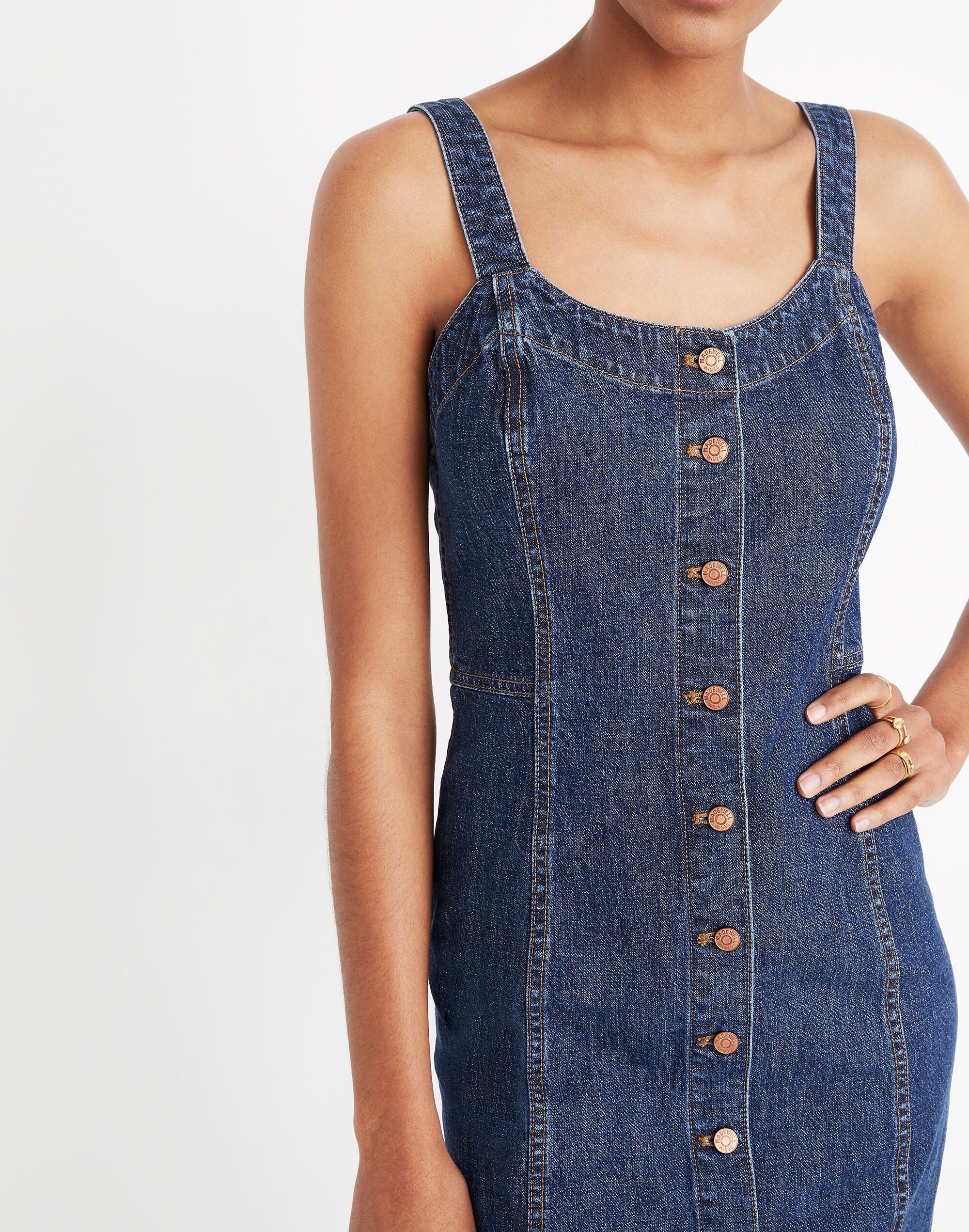 Denim Button-Front Tank Dress