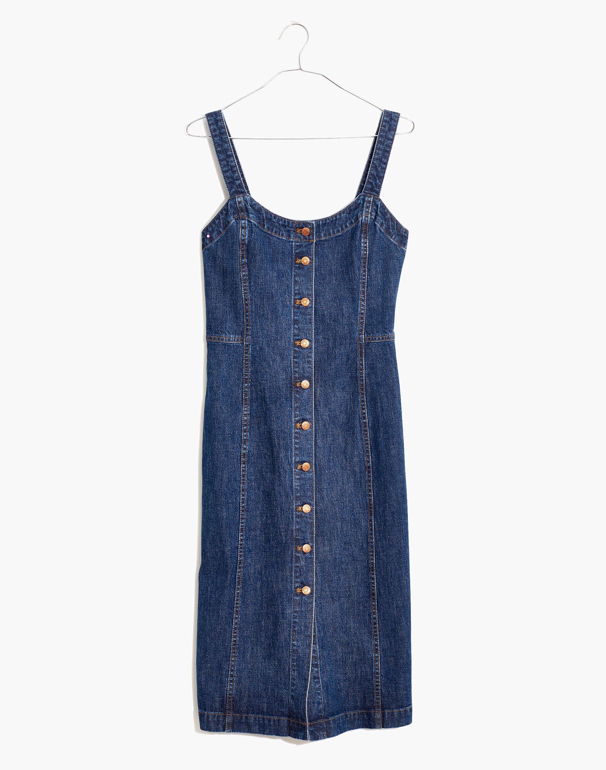 Denim Button-Front Tank Dress
