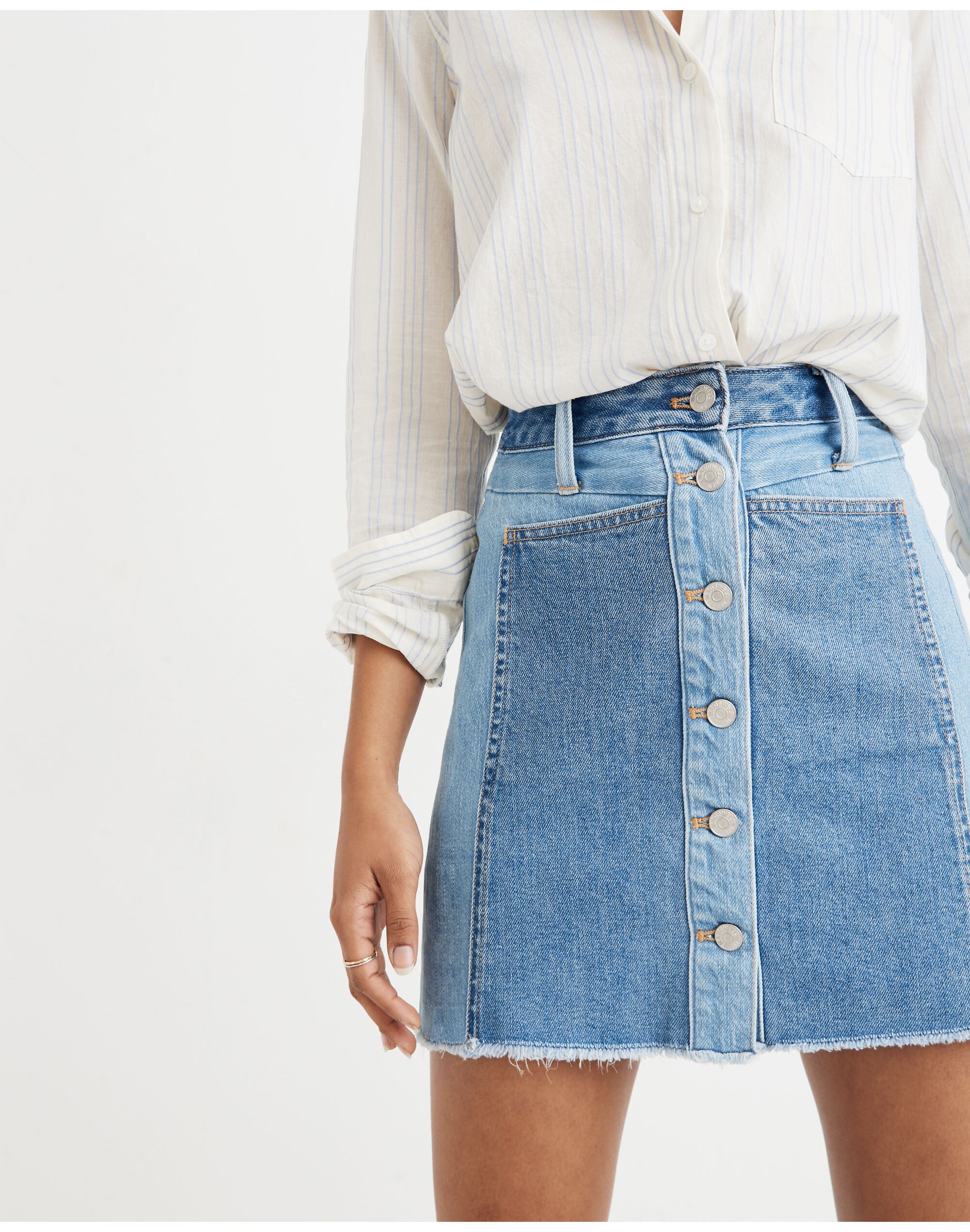 Madewell x ISKO&trade; Patchwork Jean Skirt