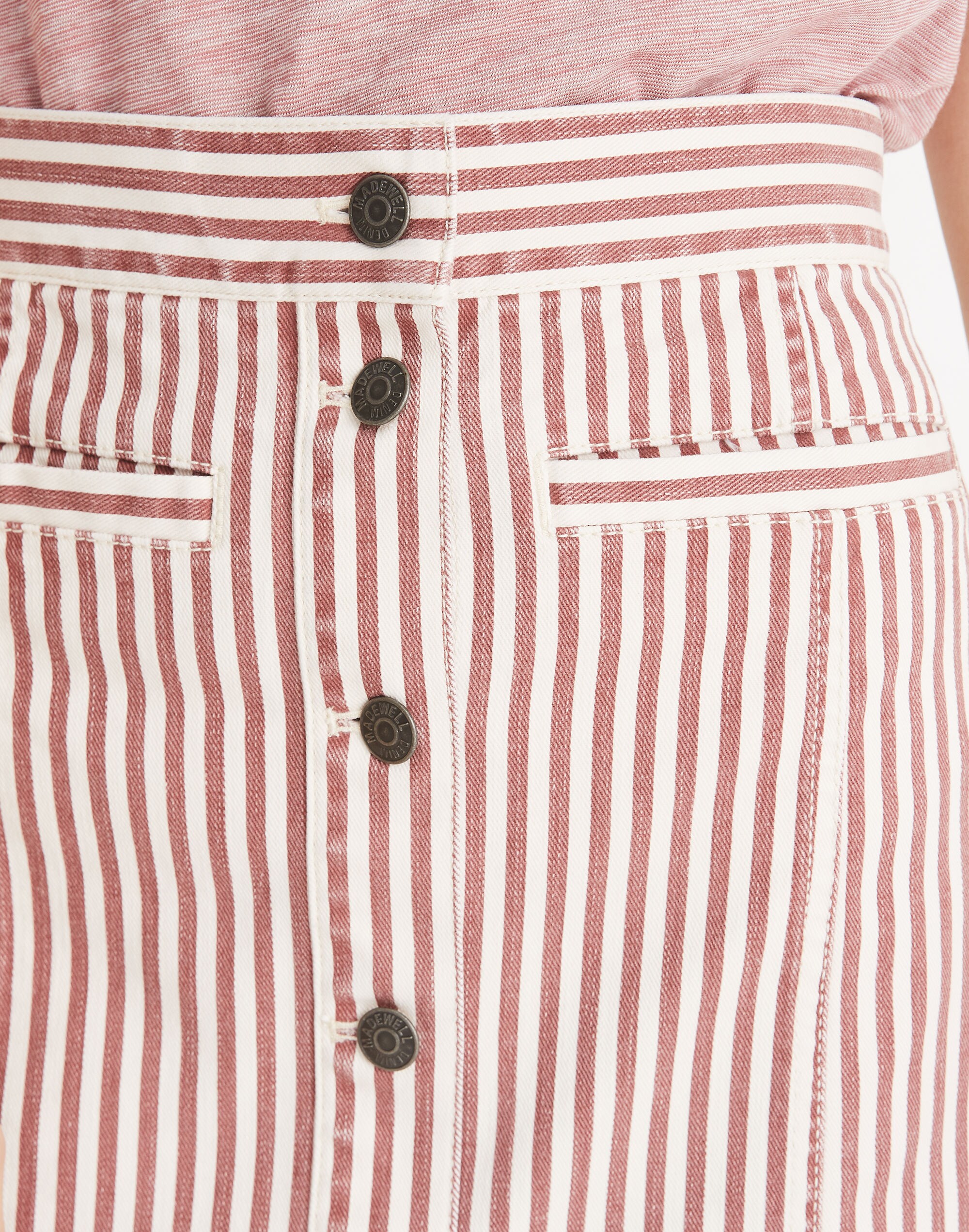 Stretch Denim Straight Mini Skirt in Luca Stripe