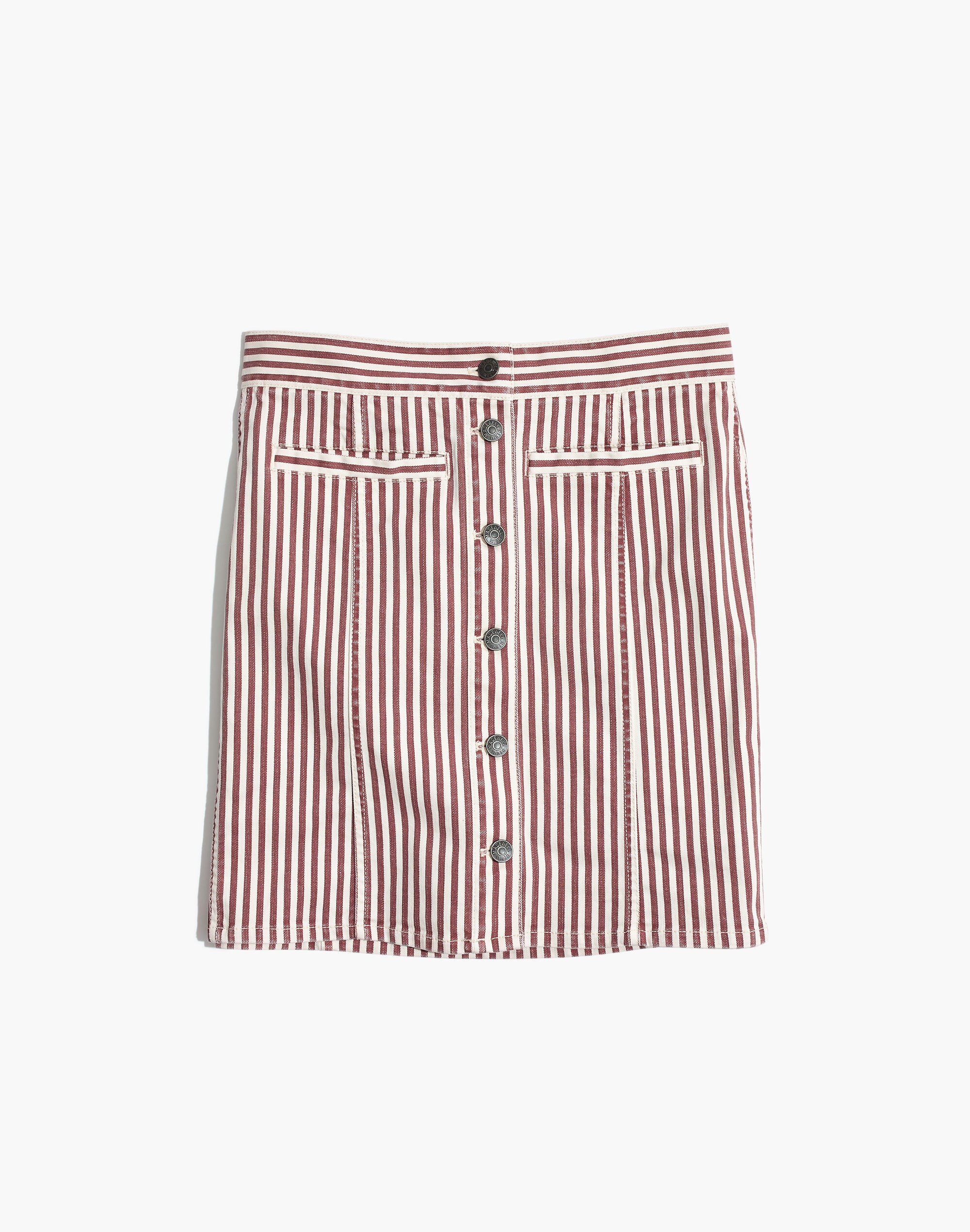 Stretch Denim Straight Mini Skirt in Luca Stripe