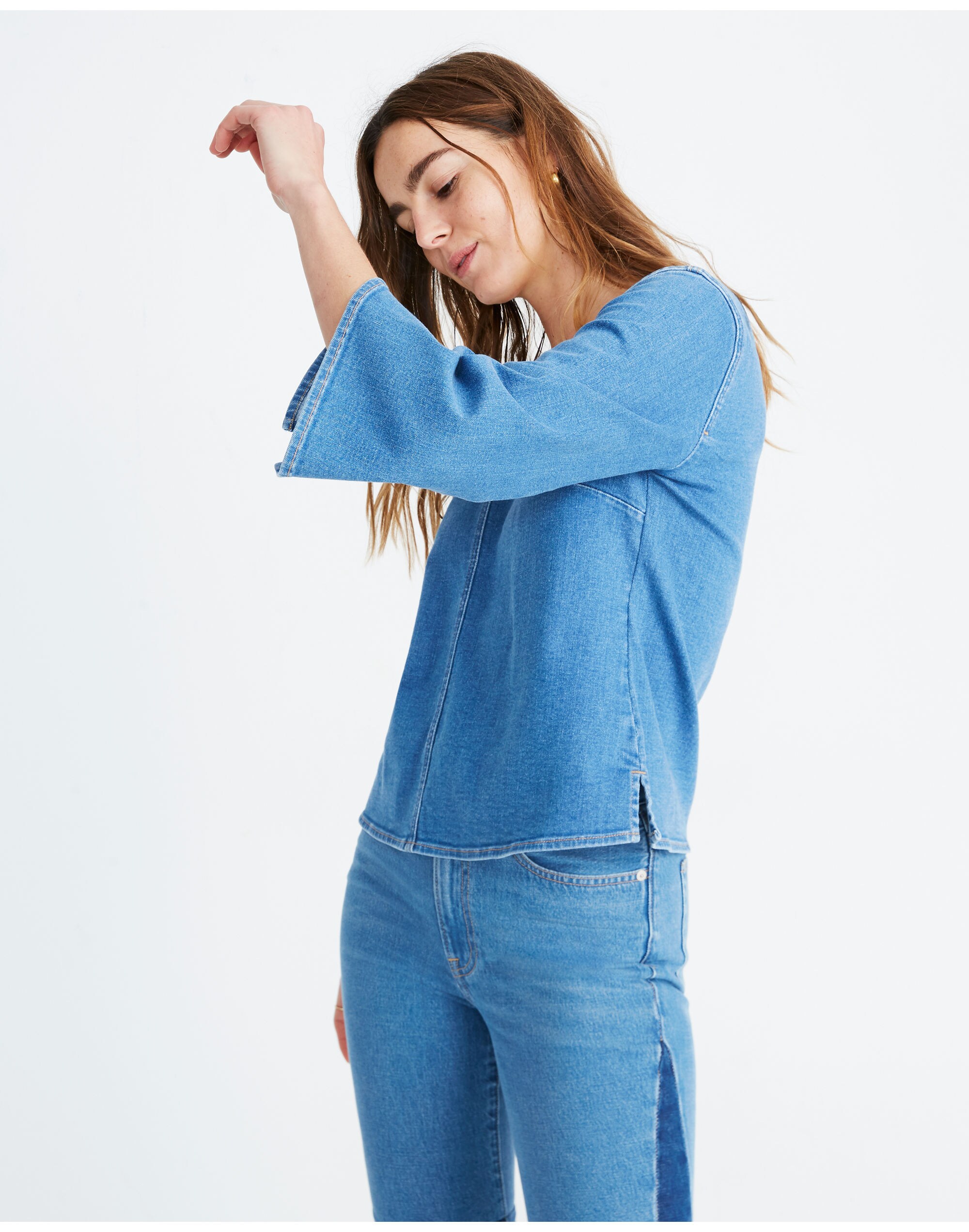 Madewell x ISKO&trade; Slit-Sleeve Denim Top