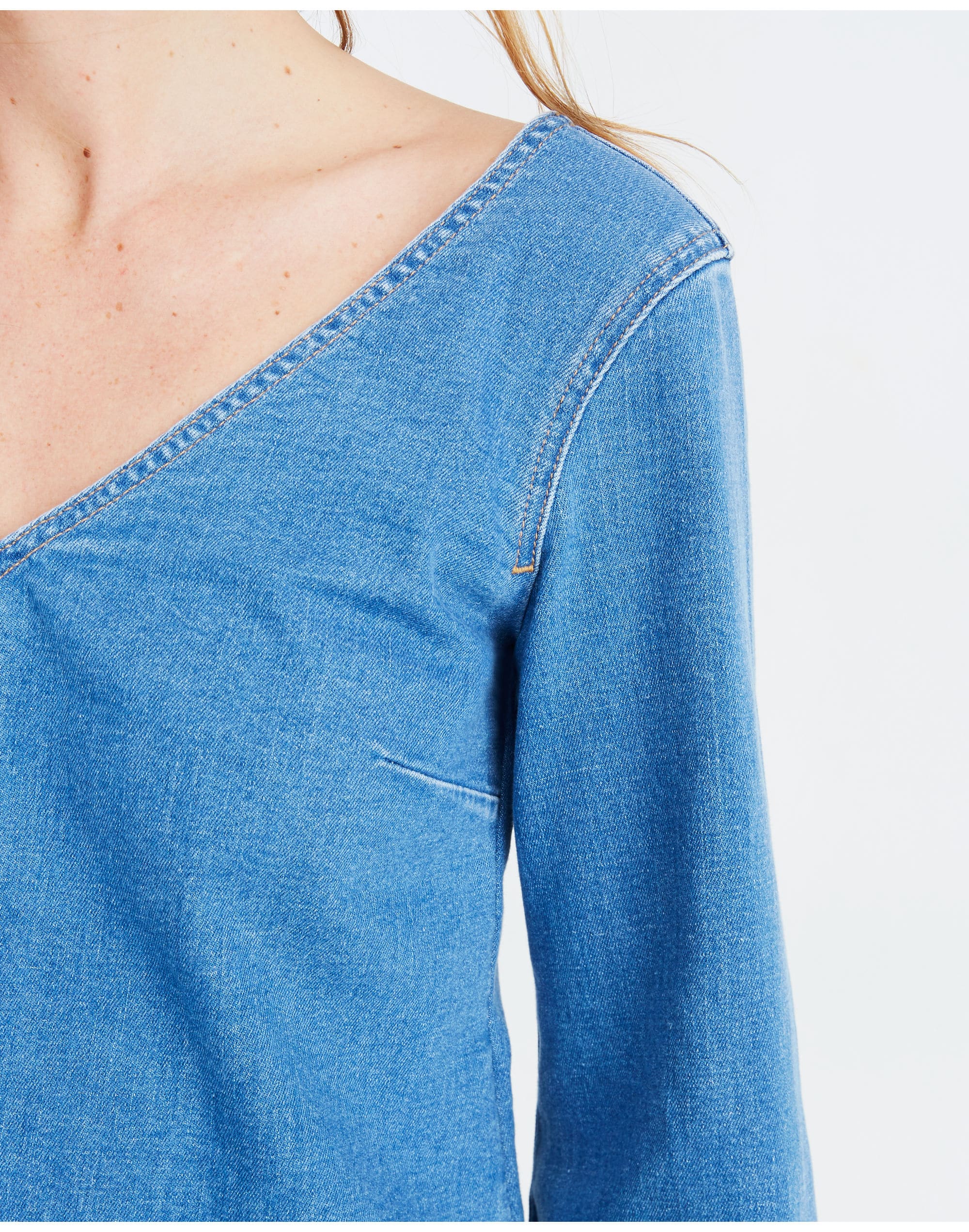 Madewell x ISKO&trade; Slit-Sleeve Denim Top