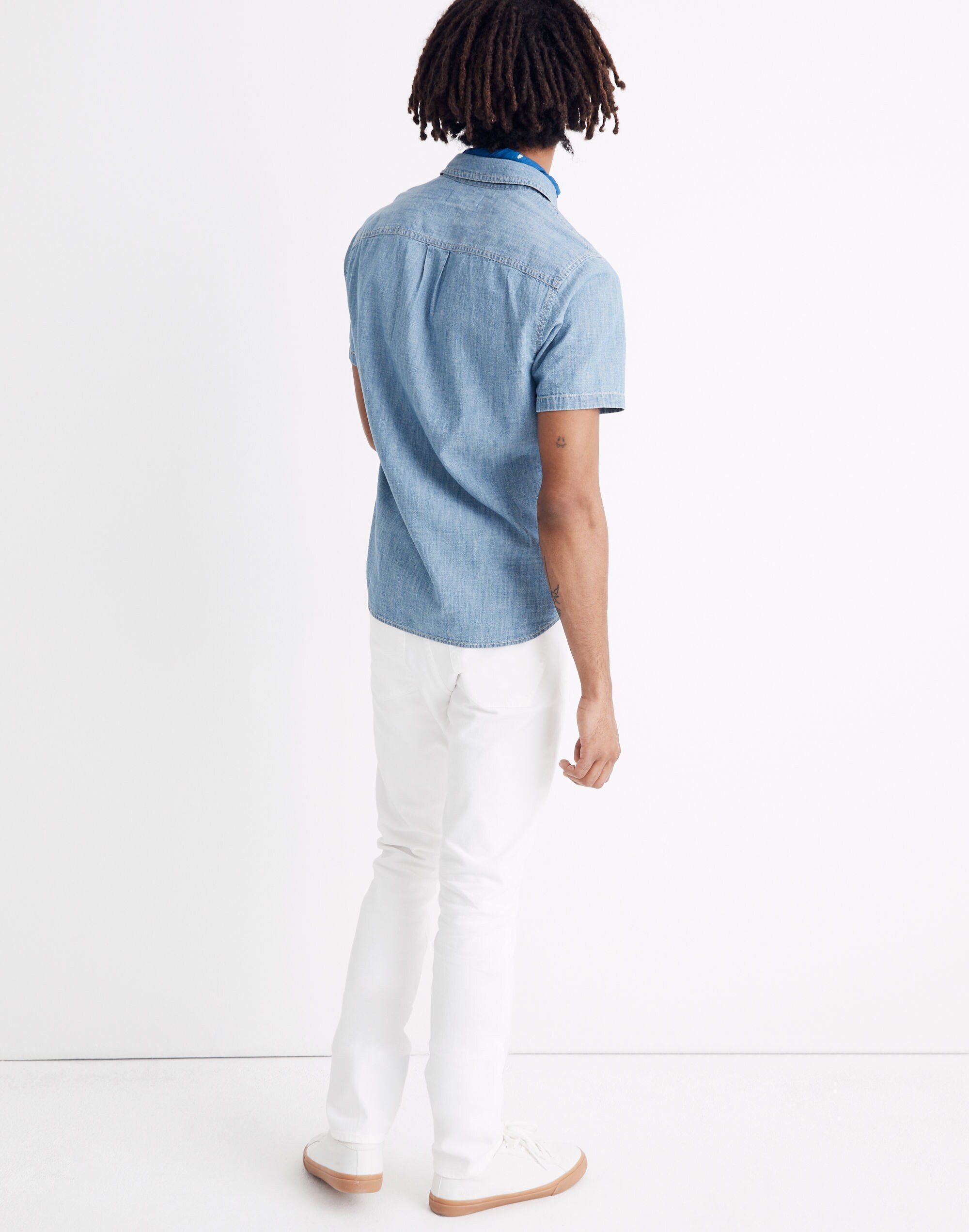 Chambray Short-Sleeve Button-Down Shirt