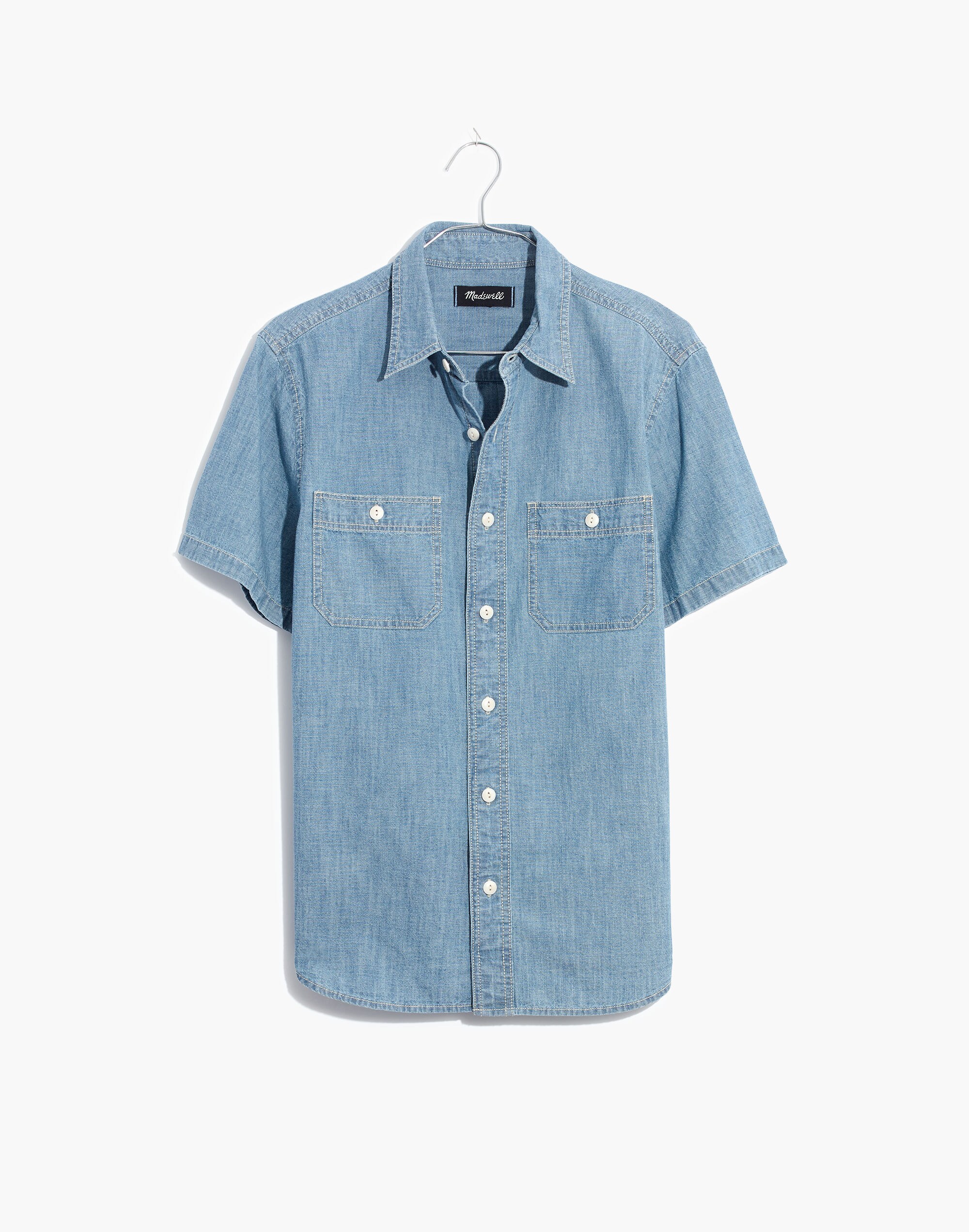Chambray Short-Sleeve Button-Down Shirt