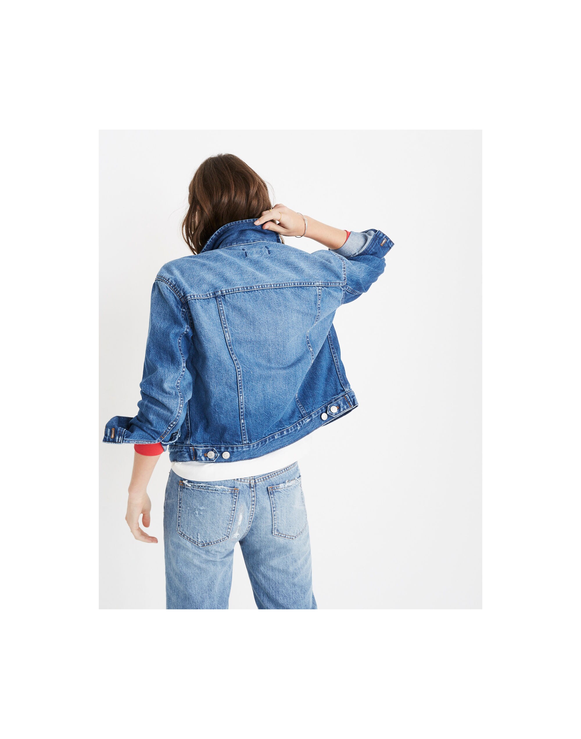 The Boxy-Crop Jean Jacket: Paint Spattered Edition in sheldon wash image 3