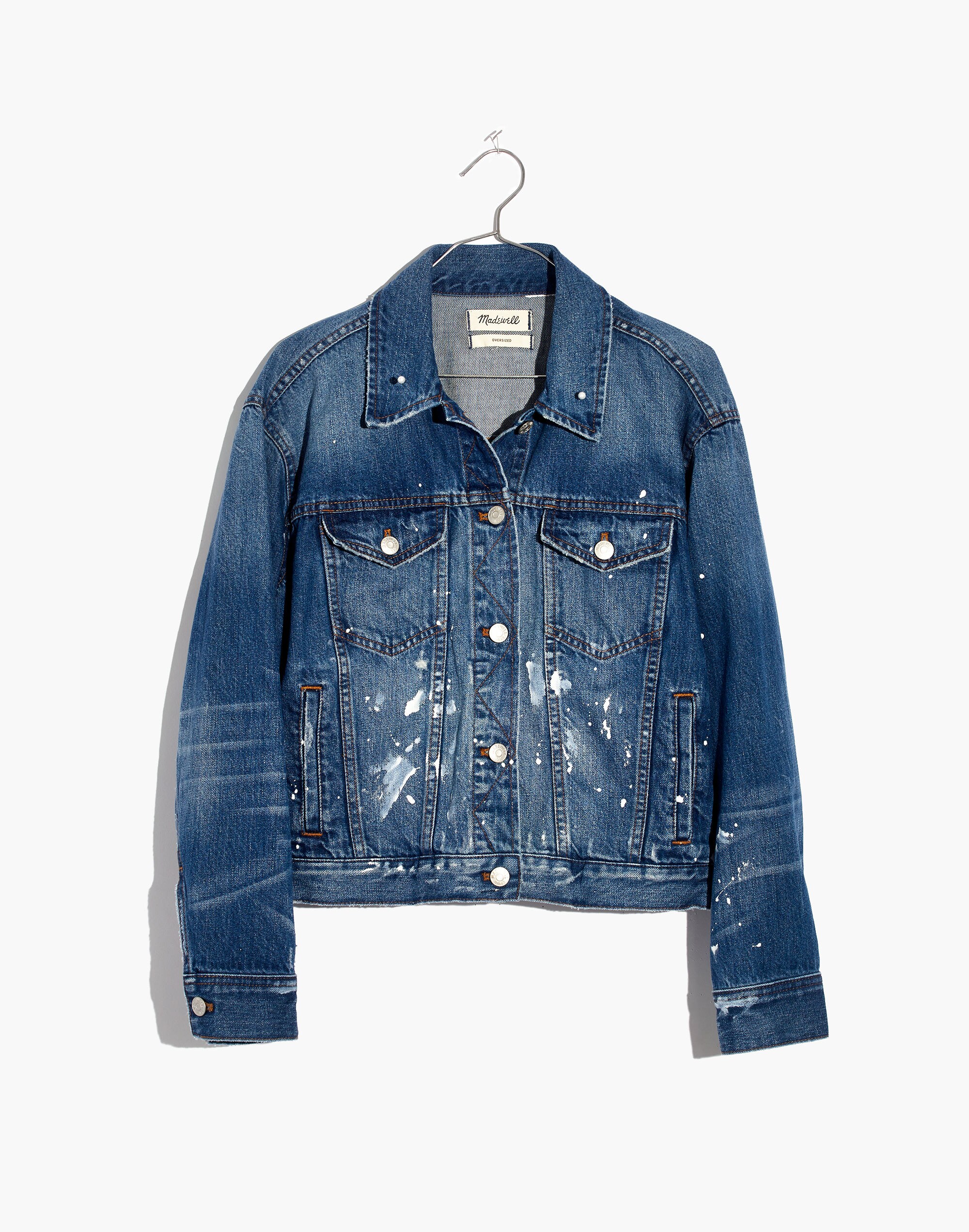 The Boxy-Crop Jean Jacket: Paint Spattered Edition in sheldon wash image 5