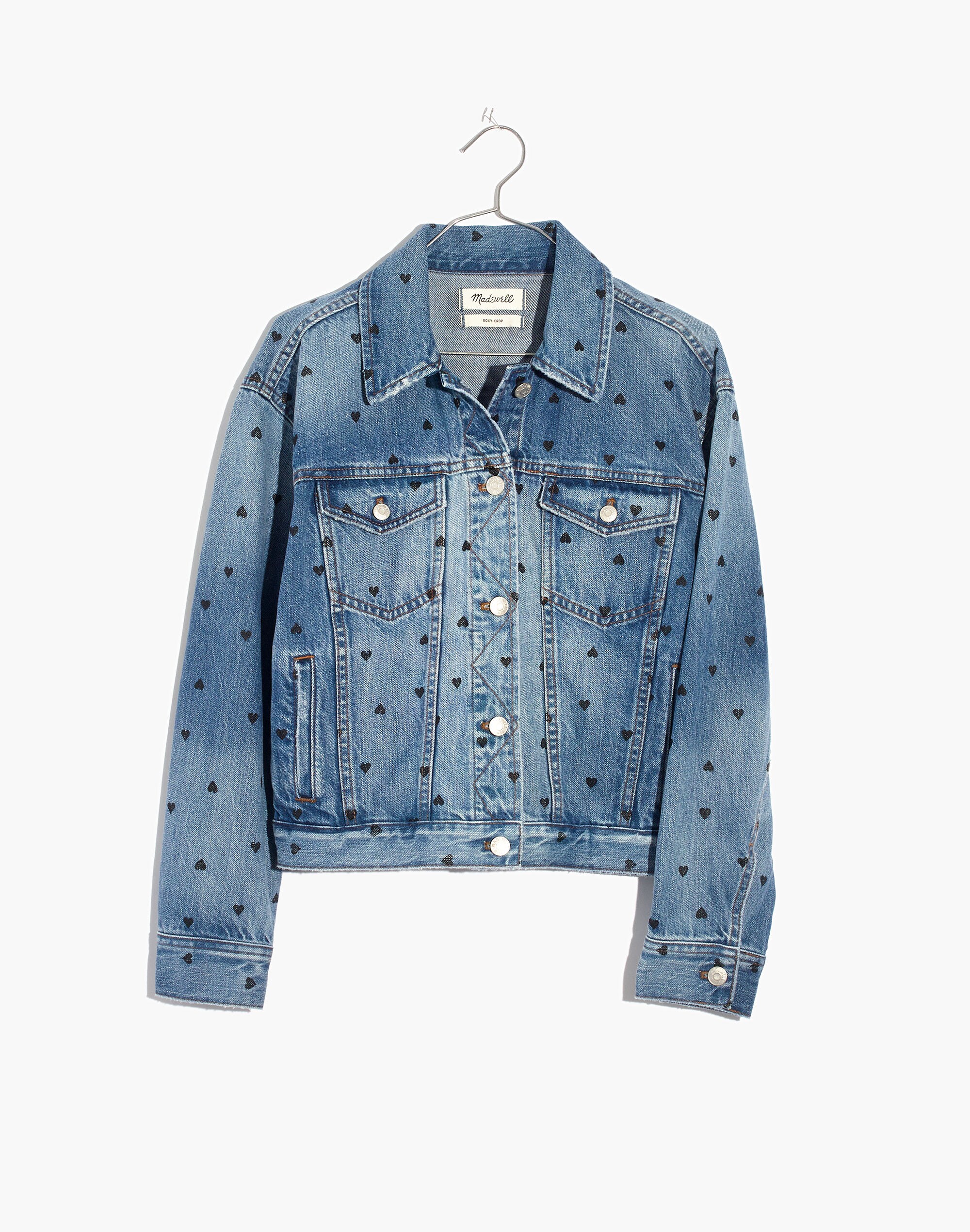 The Boxy-Crop Jean Jacket: Heart Print Edition