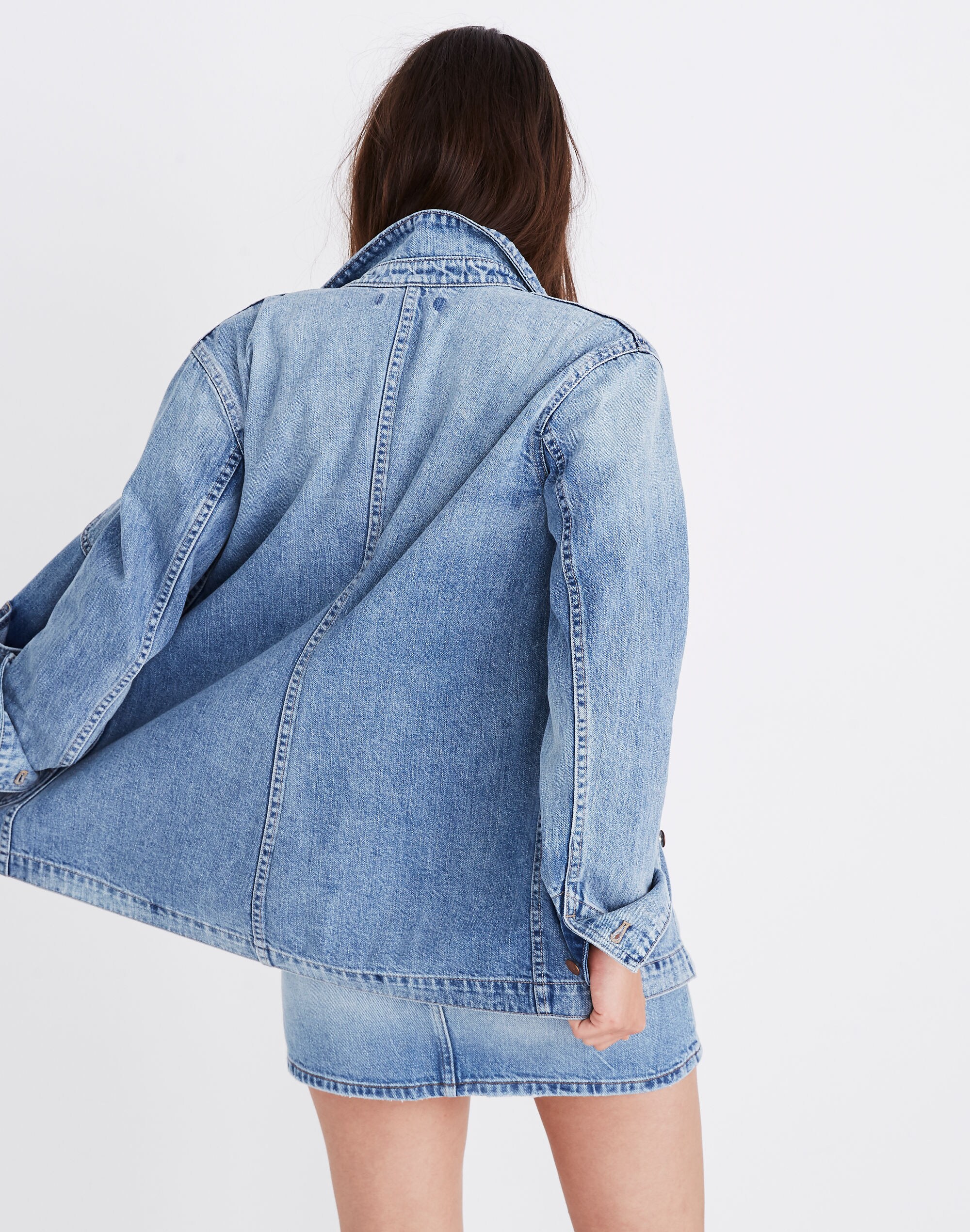 Embroidered Denim Chore Coat