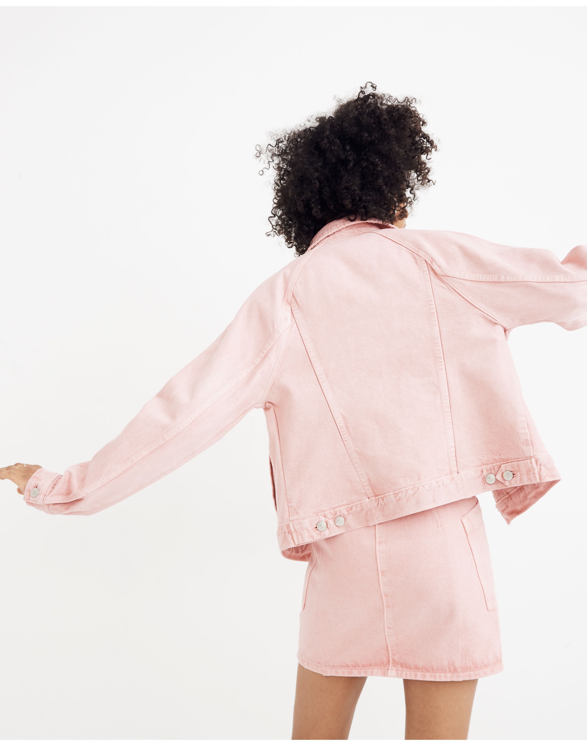The Raglan Oversized Jean Jacket in Dusty Rose