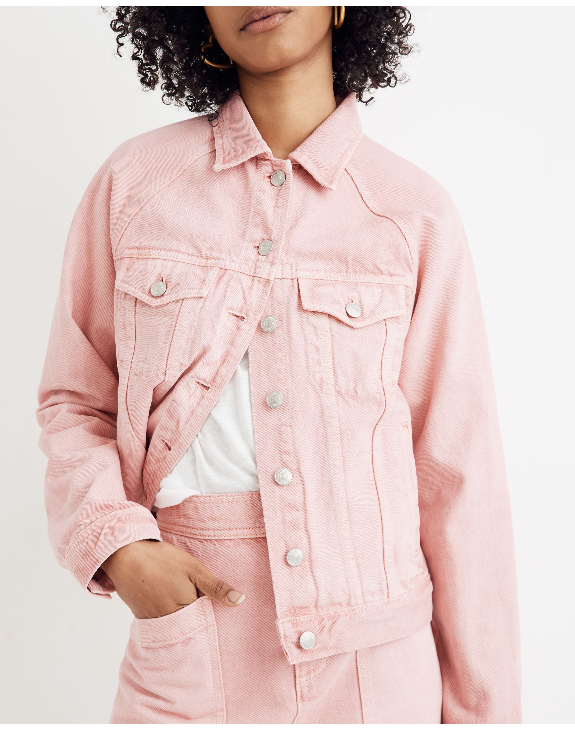 The Raglan Oversized Jean Jacket in Dusty Rose