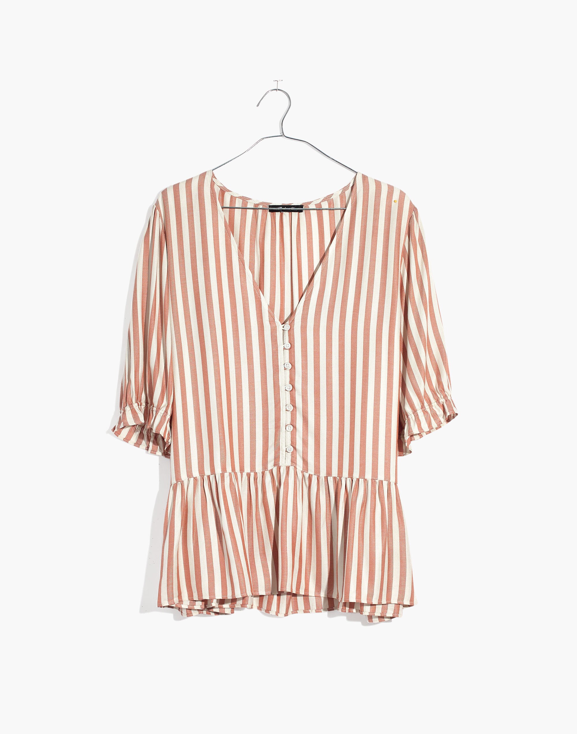 Courtyard Ruffle-Hem Top in Stripe | Madewell