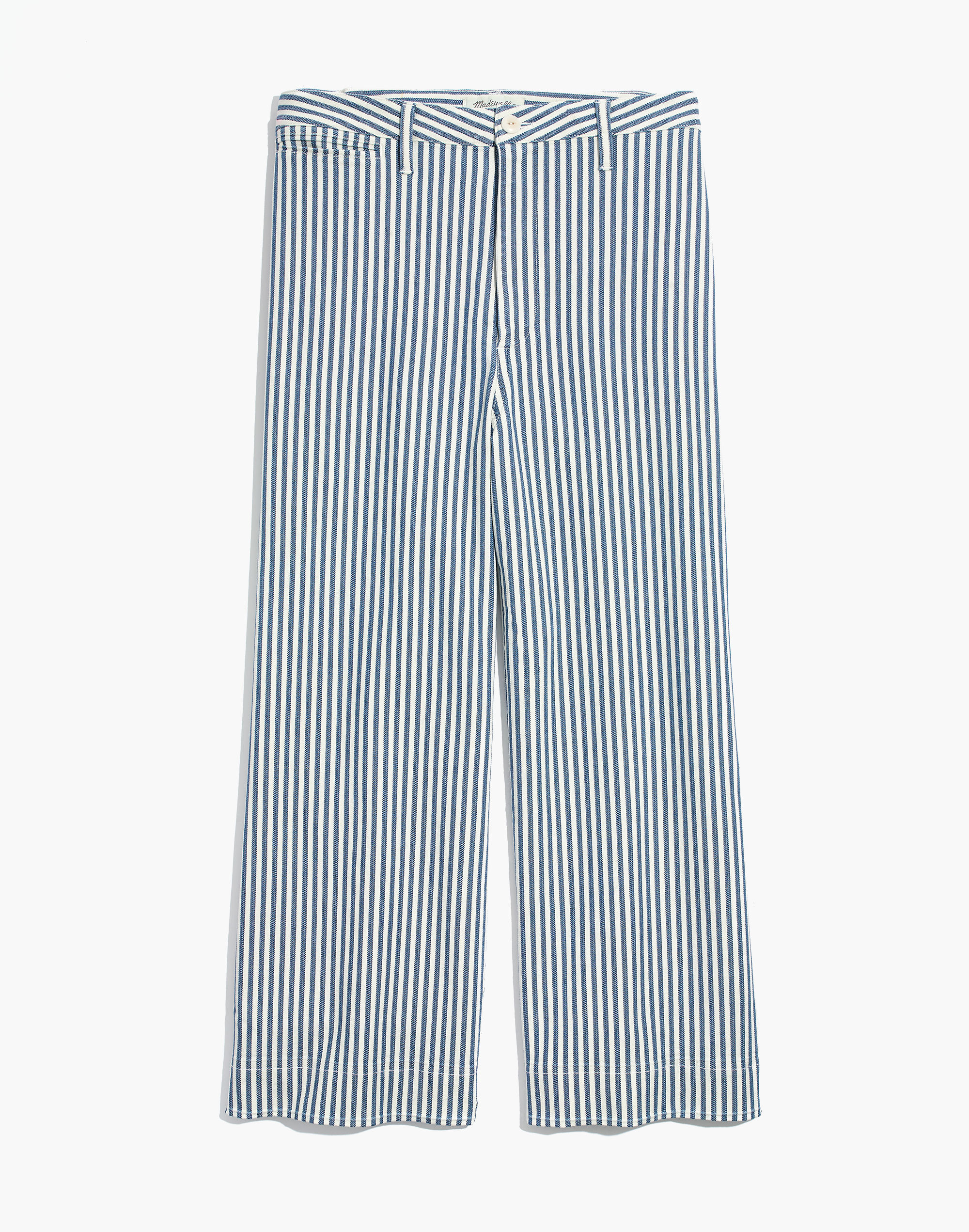 Petite Emmett Wide-Leg Crop Pants in Herringbone Railroad Stripe
