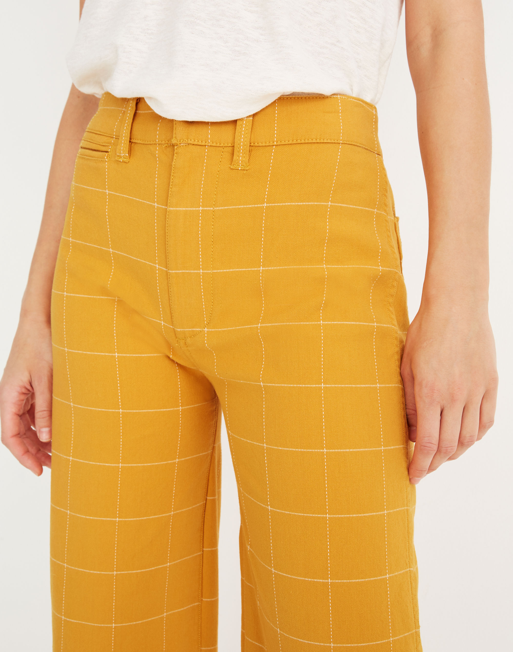 Petite Emmett Wide-Leg Crop Pants in Windowpane