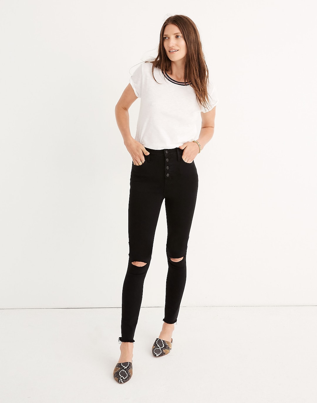 10 High-Rise Roadtripper Jeggings: Button-Front Edition