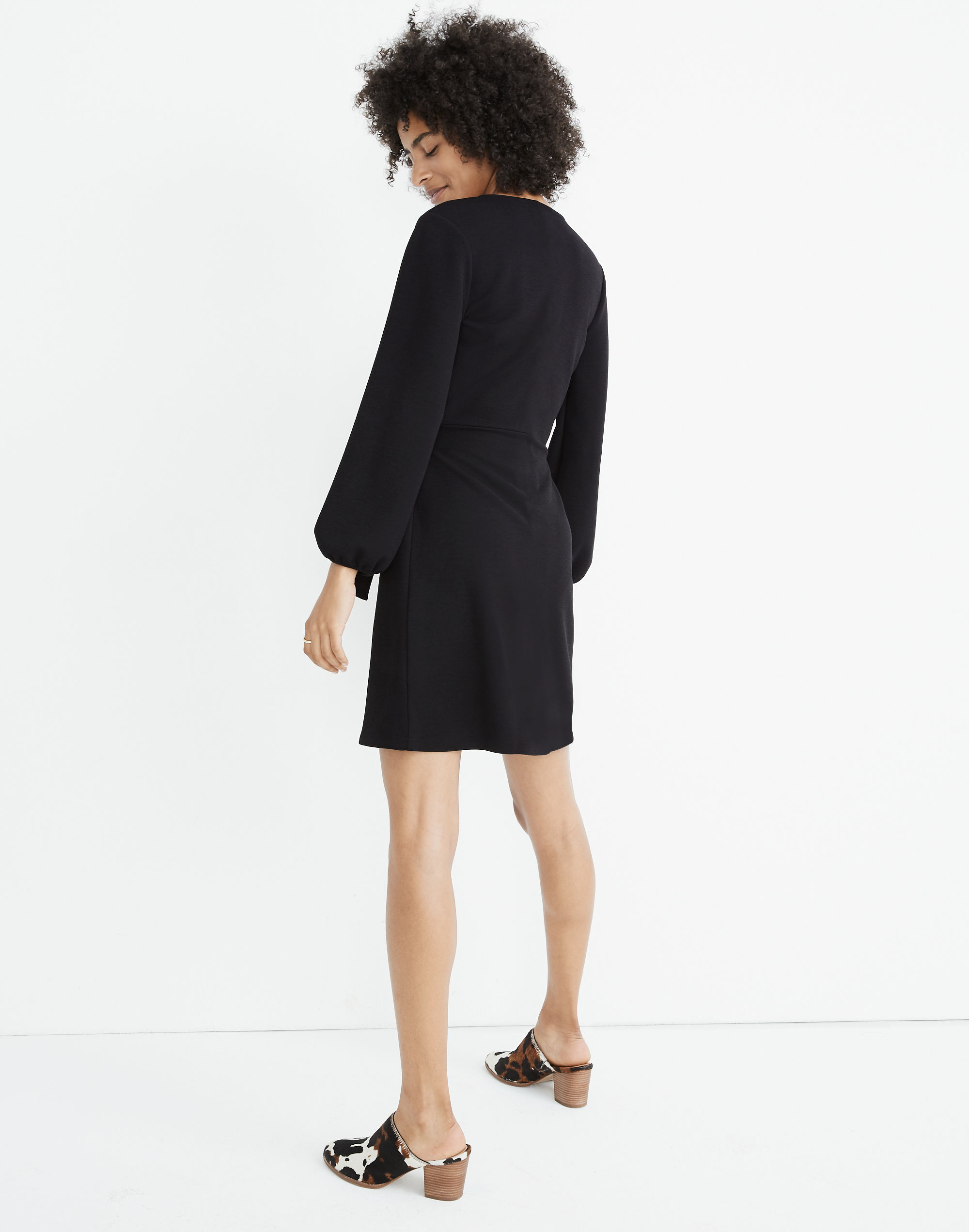 Petite Texture &amp; Thread Long-Sleeve Side-Tie Dress