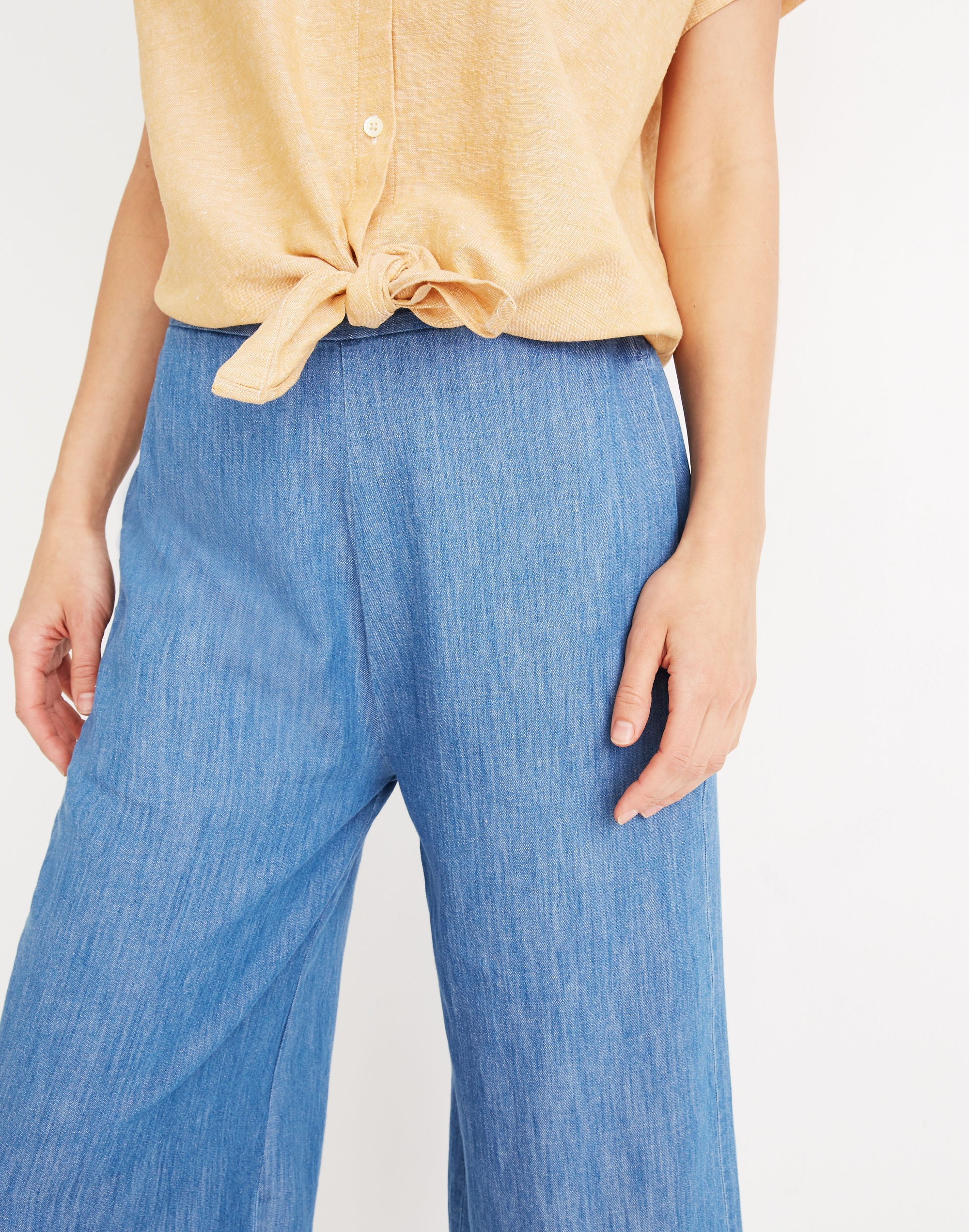 Chambray Huston Pull-On Crop Pants