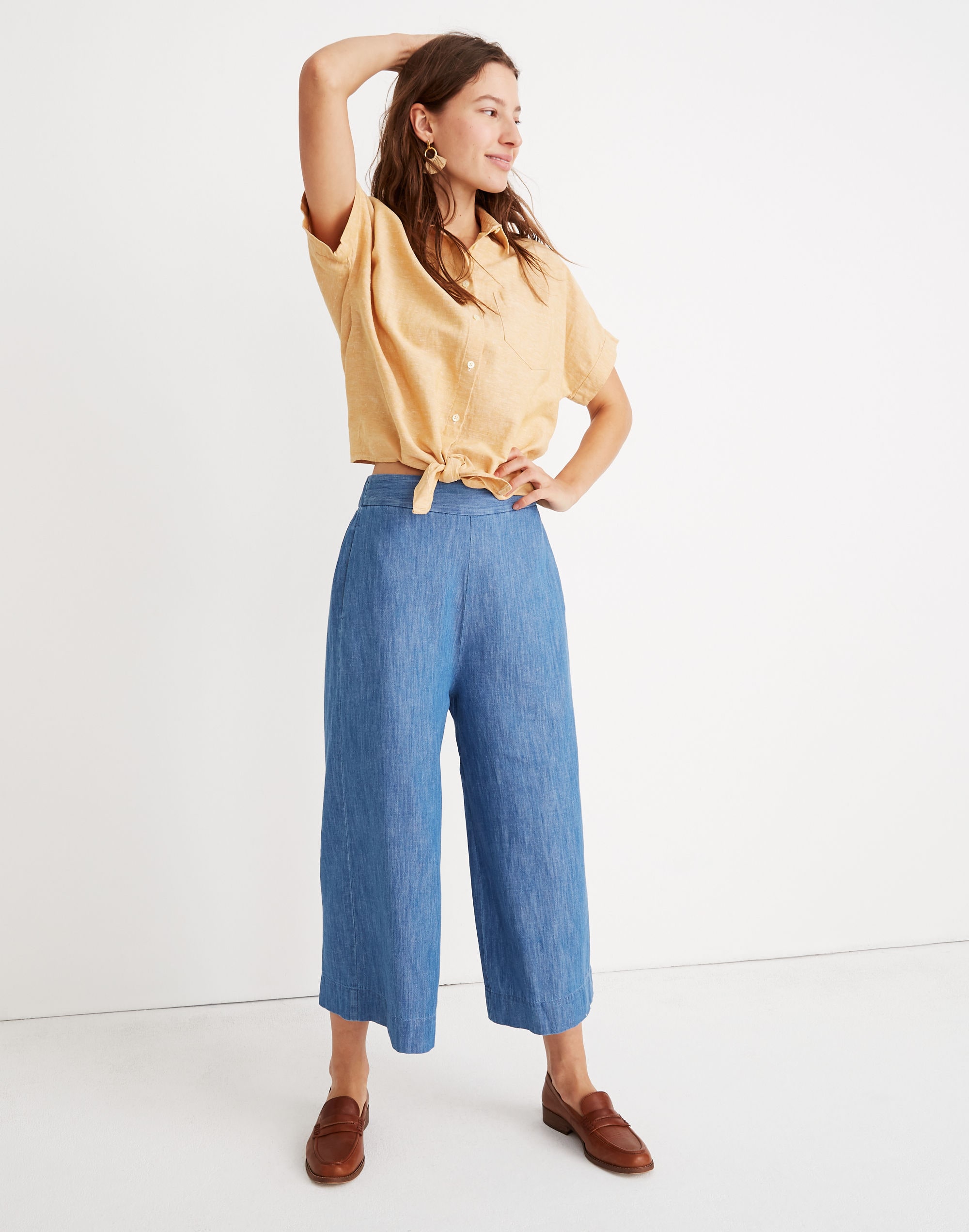 Chambray Huston Pull-On Crop Pants