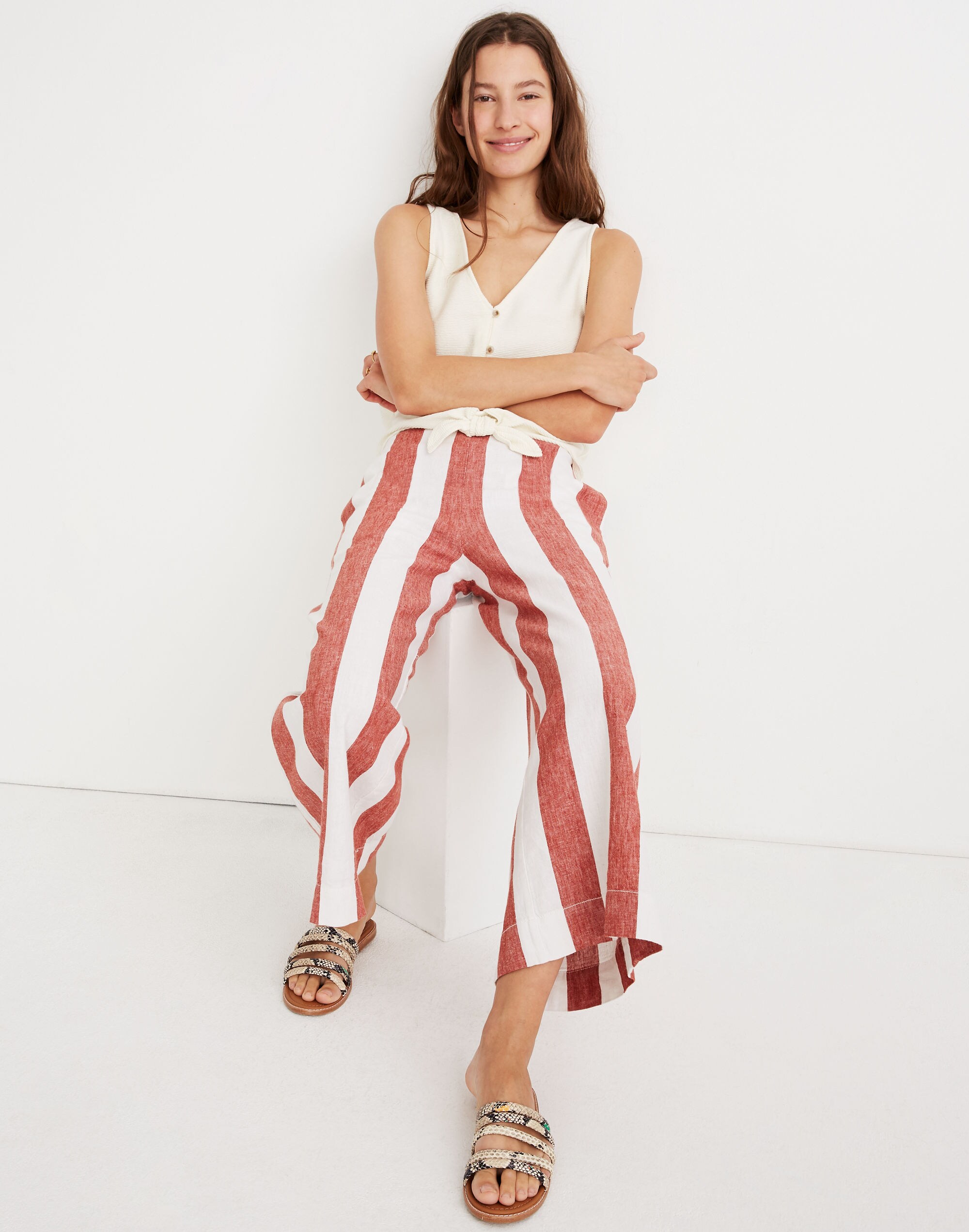 Huston Pull-On Crop Pants in Bold Stripe