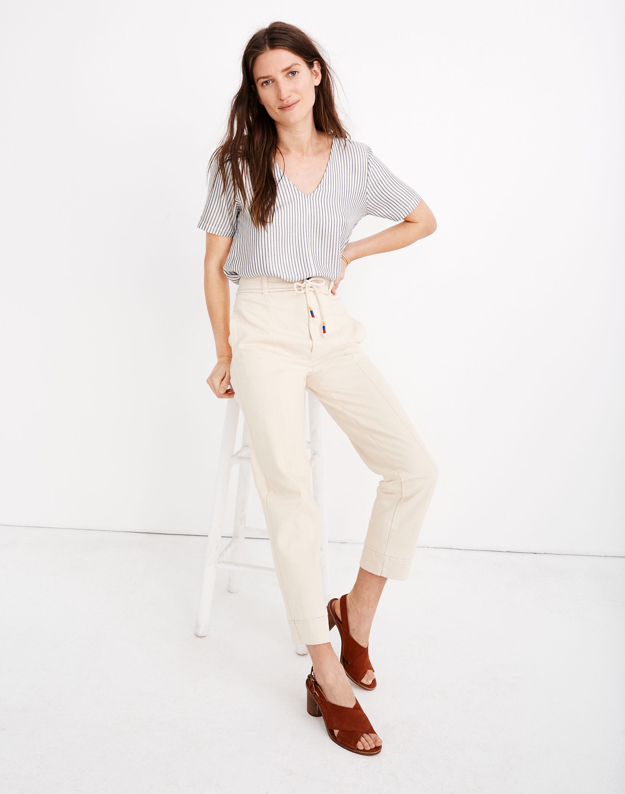 Tie-Waist Tapered Pants