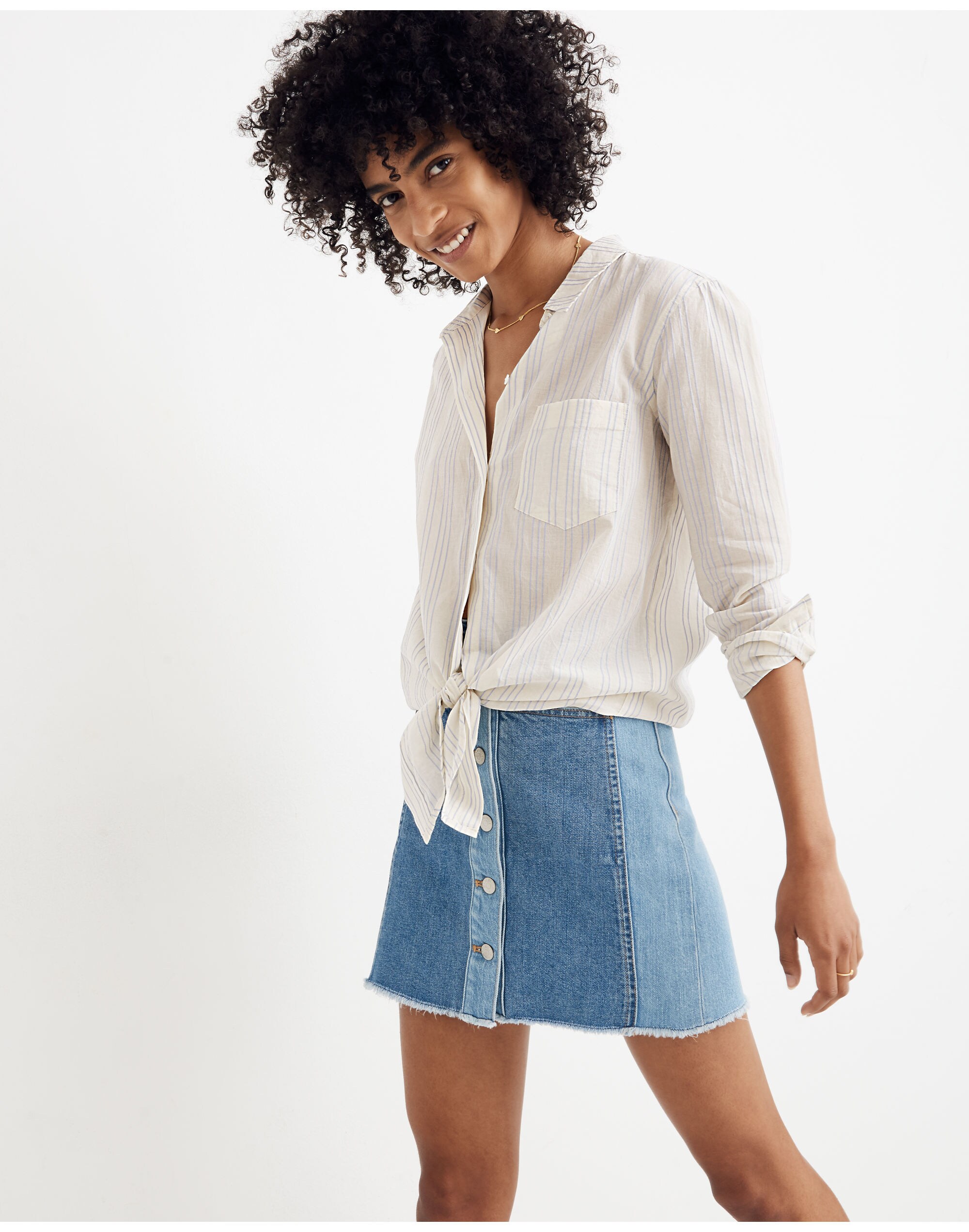 Tie-Front Shirt in Stripe