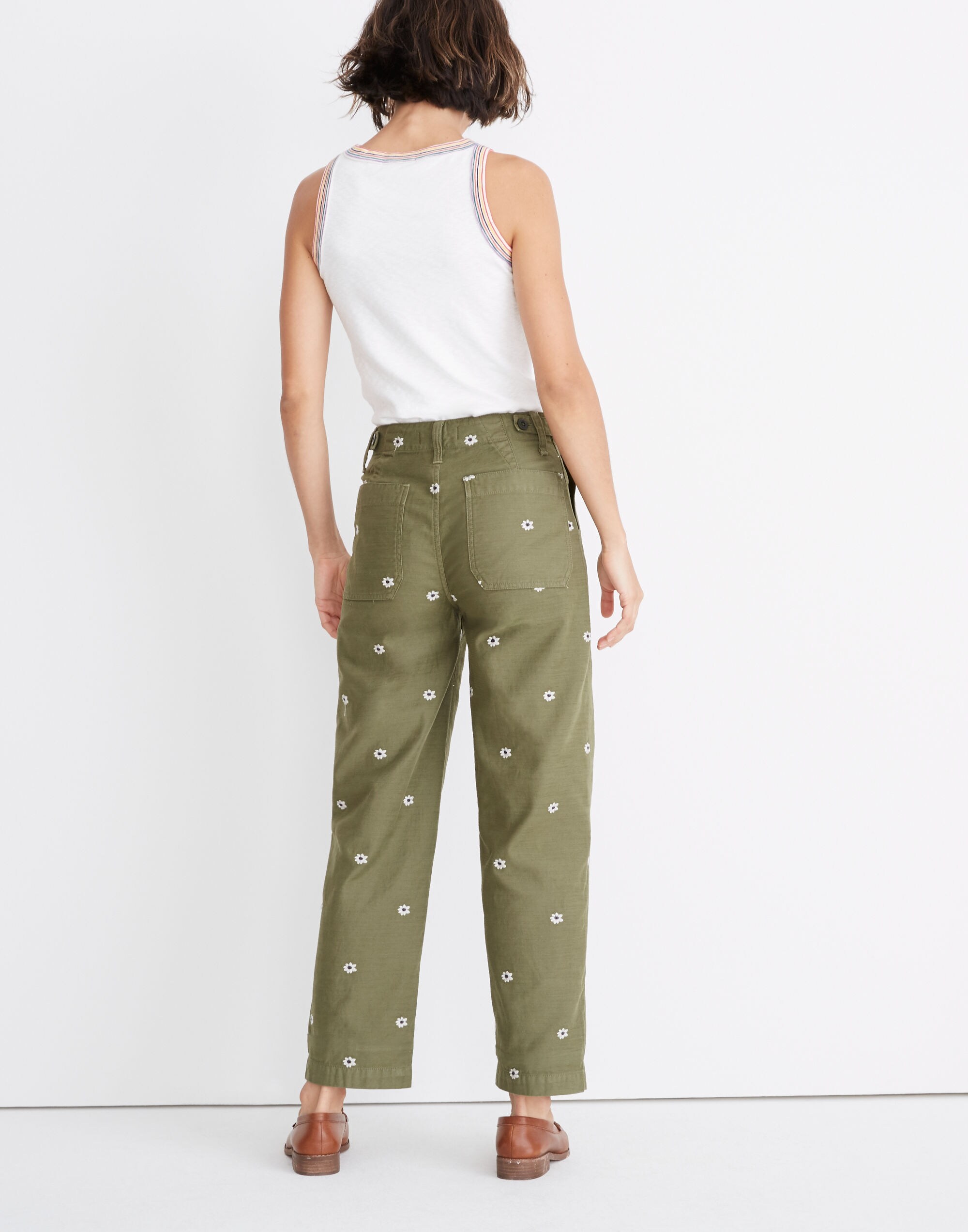 Griff Fatigue Pants: Daisy Embroidered Edition