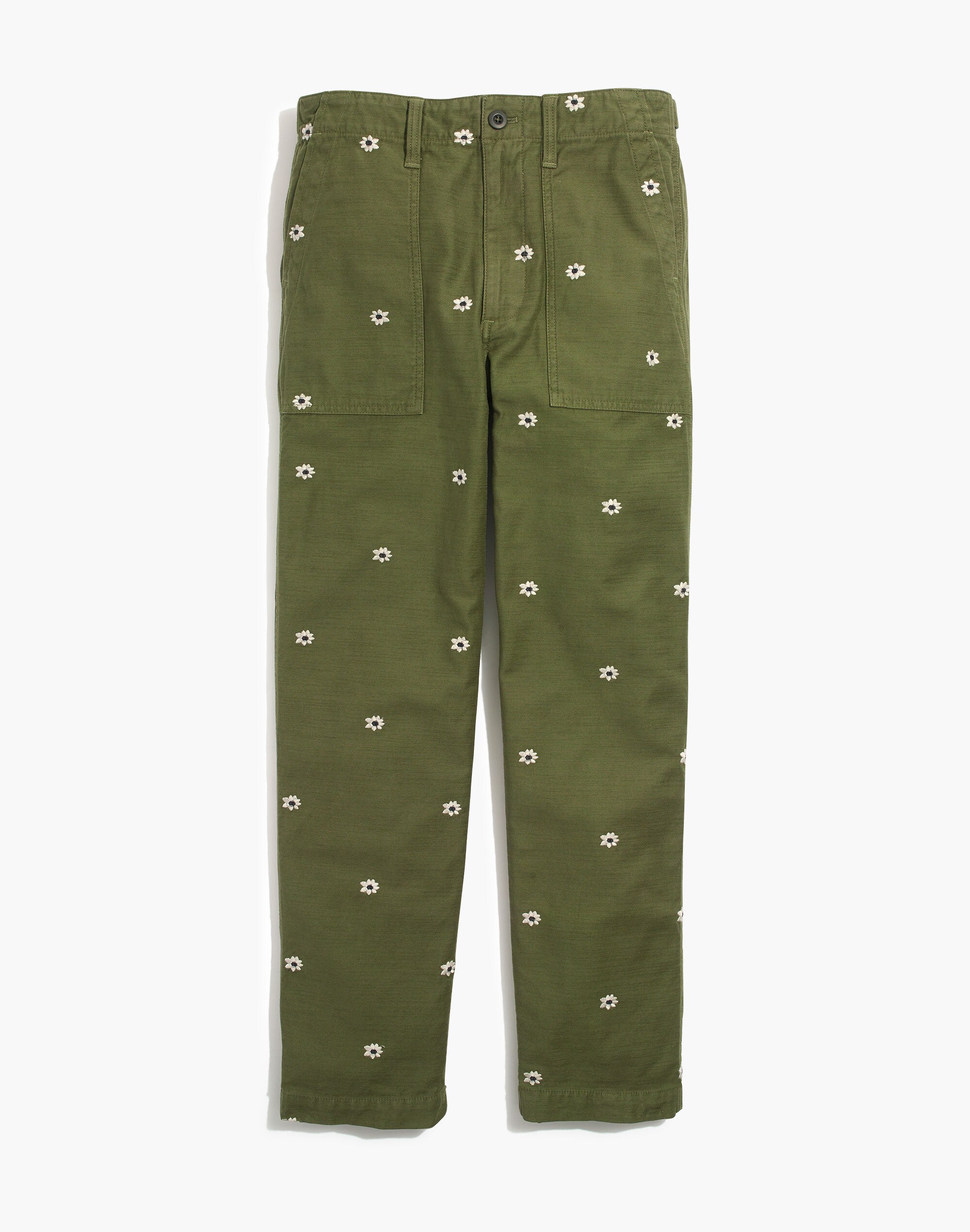 Griff Fatigue Pants: Daisy Embroidered Edition