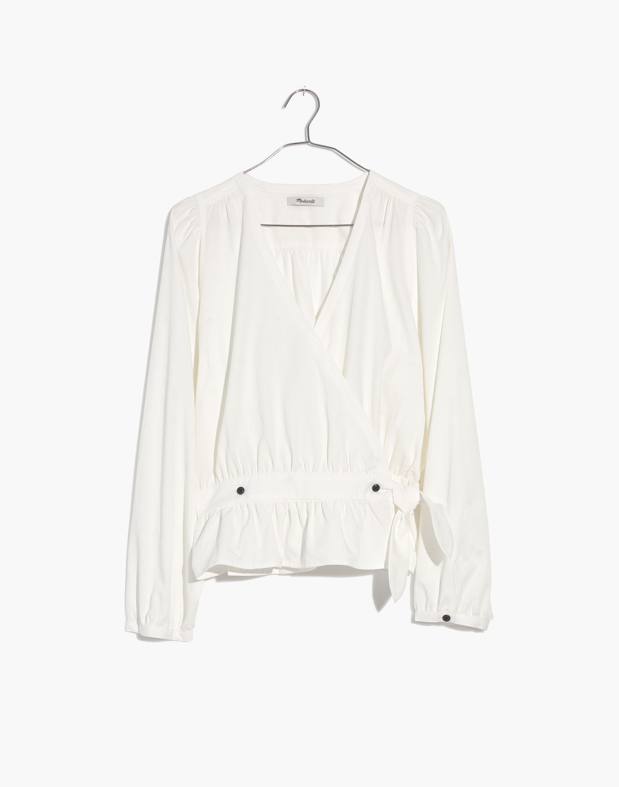 Puff-Sleeve Peplum Wrap Top