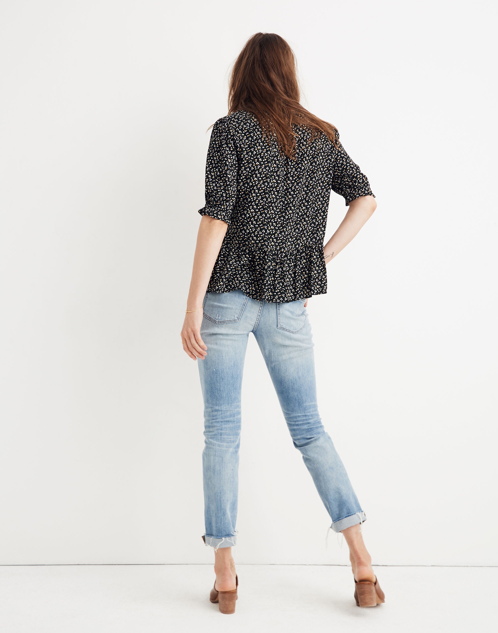 Courtyard Ruffle-Hem Top in Playground Posies