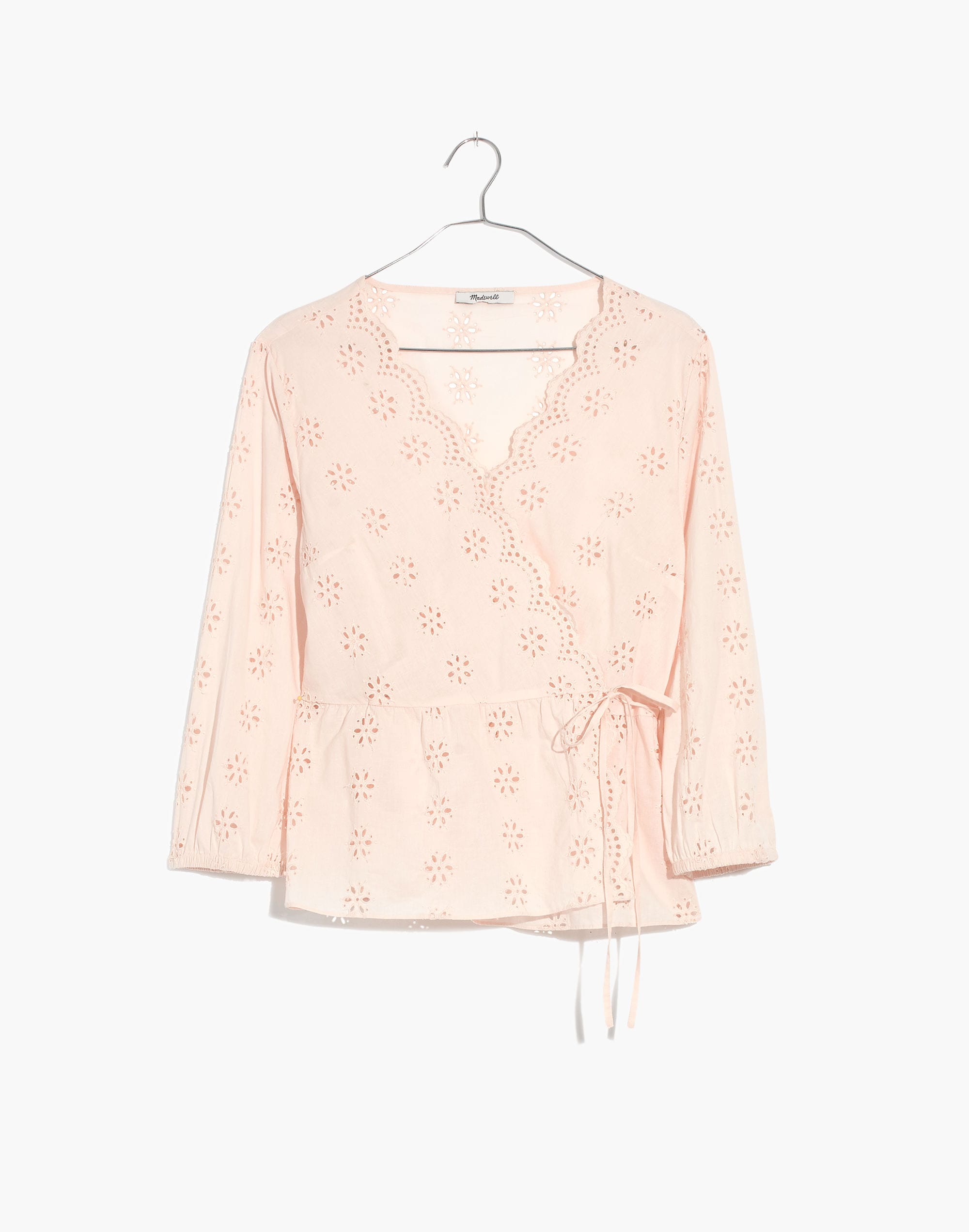 Scalloped Eyelet Wrap Top