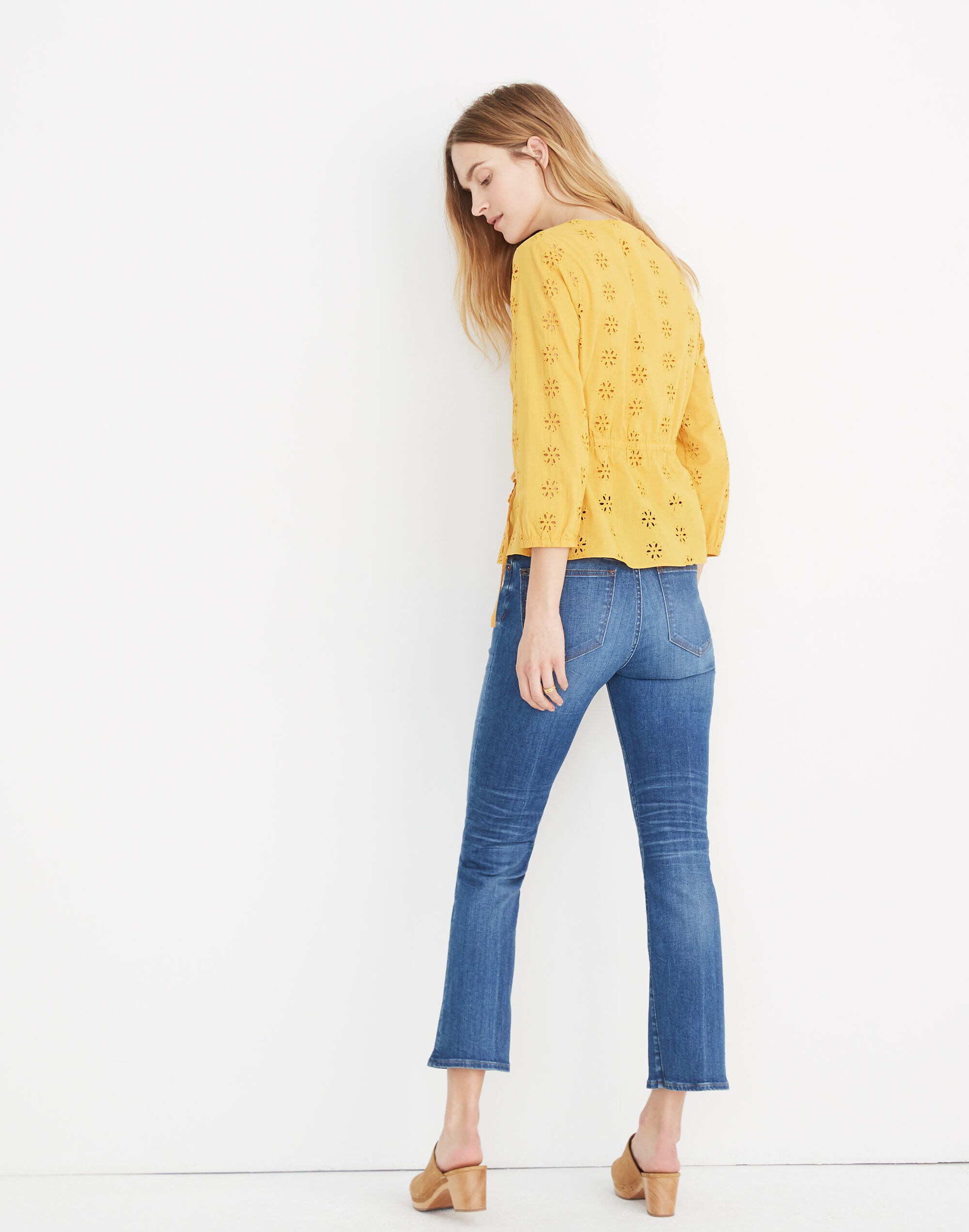 Scalloped Eyelet Wrap Top