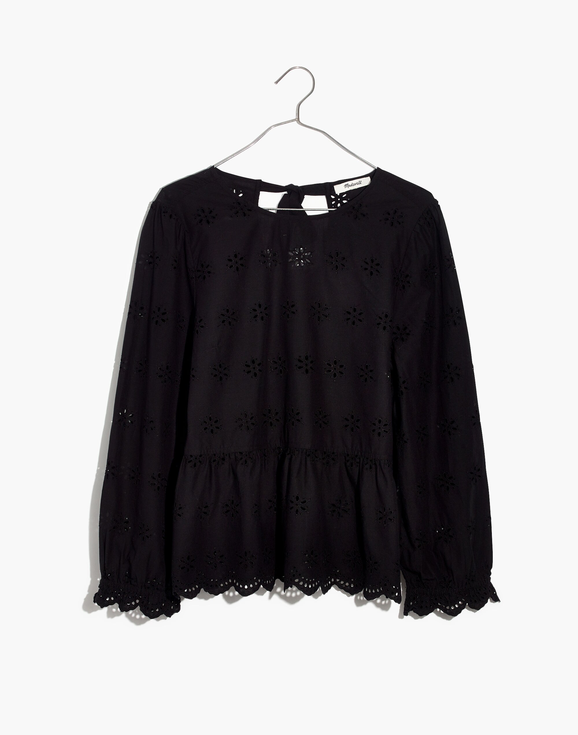 Eyelet Keyhole Peplum Top