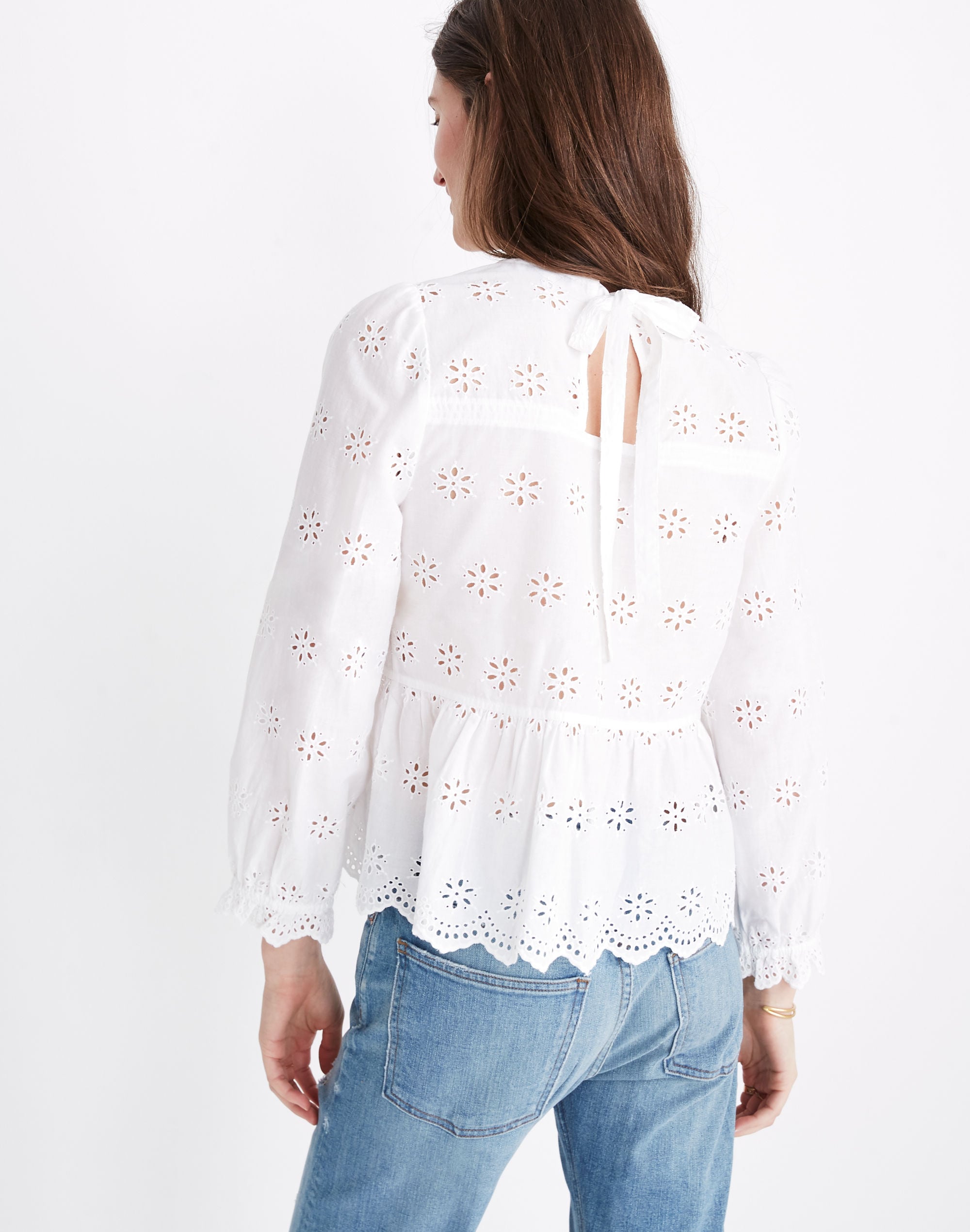 Eyelet Keyhole Peplum Top