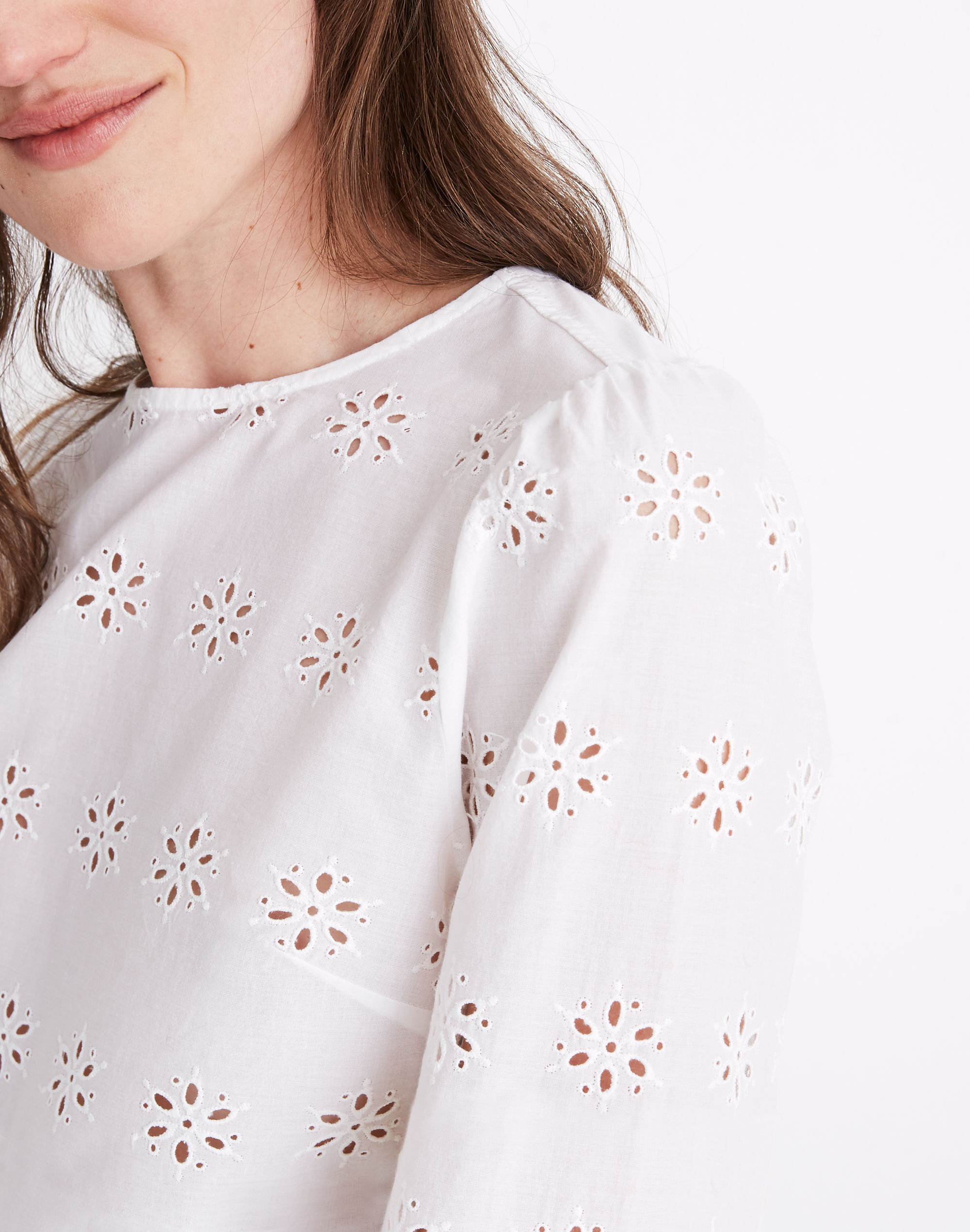 Eyelet Keyhole Peplum Top