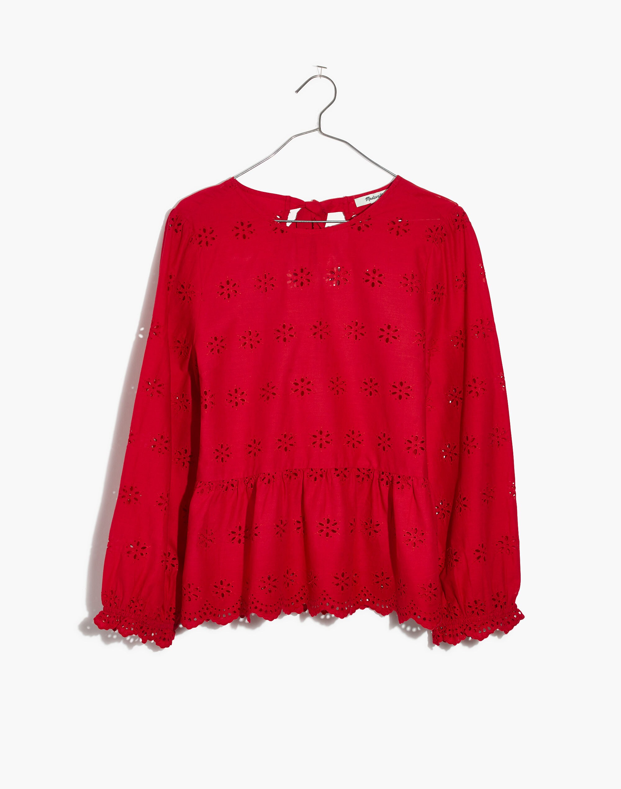 Eyelet Keyhole Peplum Top