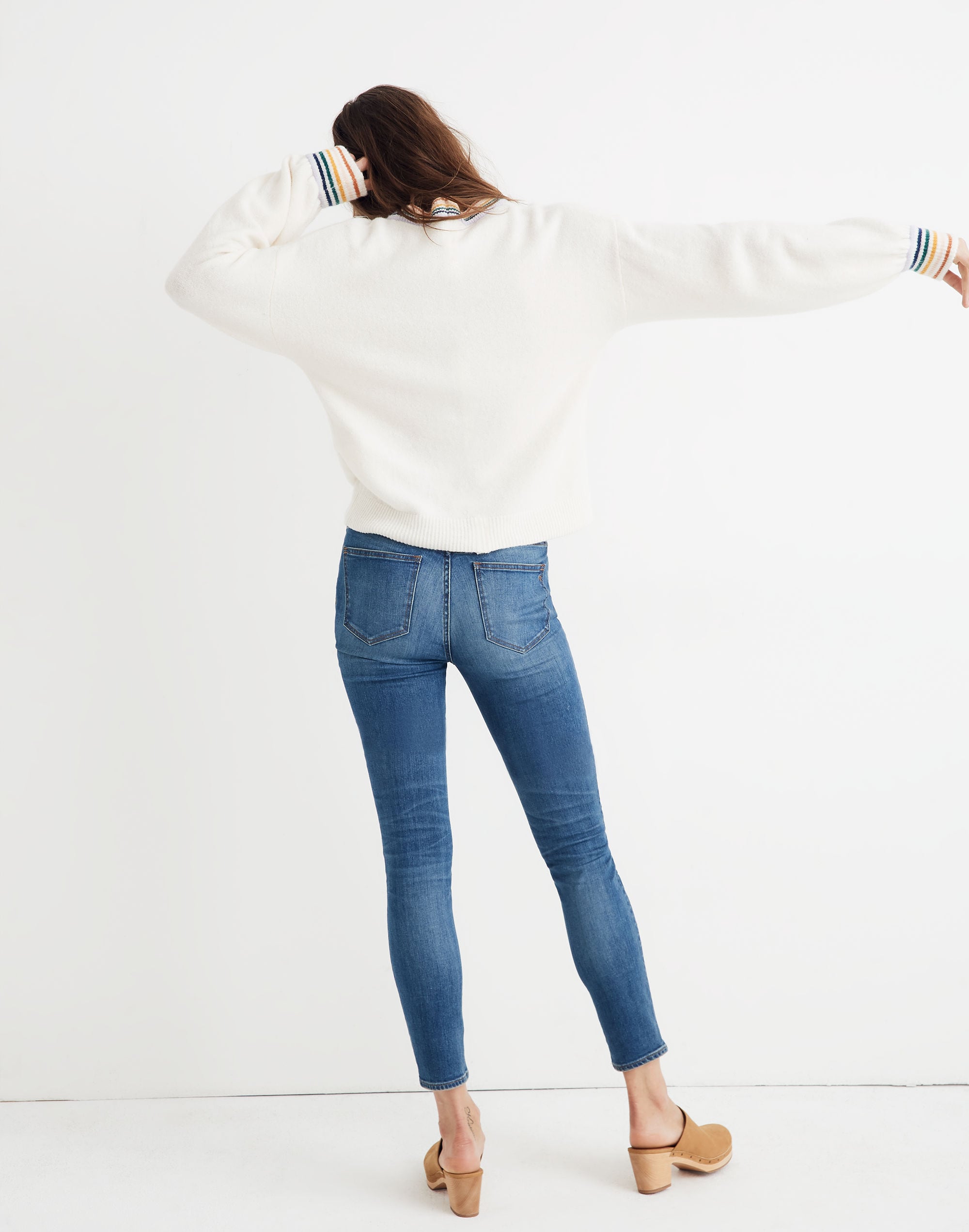 Rainbow-Trim Gladwell Balloon-Sleeve Pullover Sweater