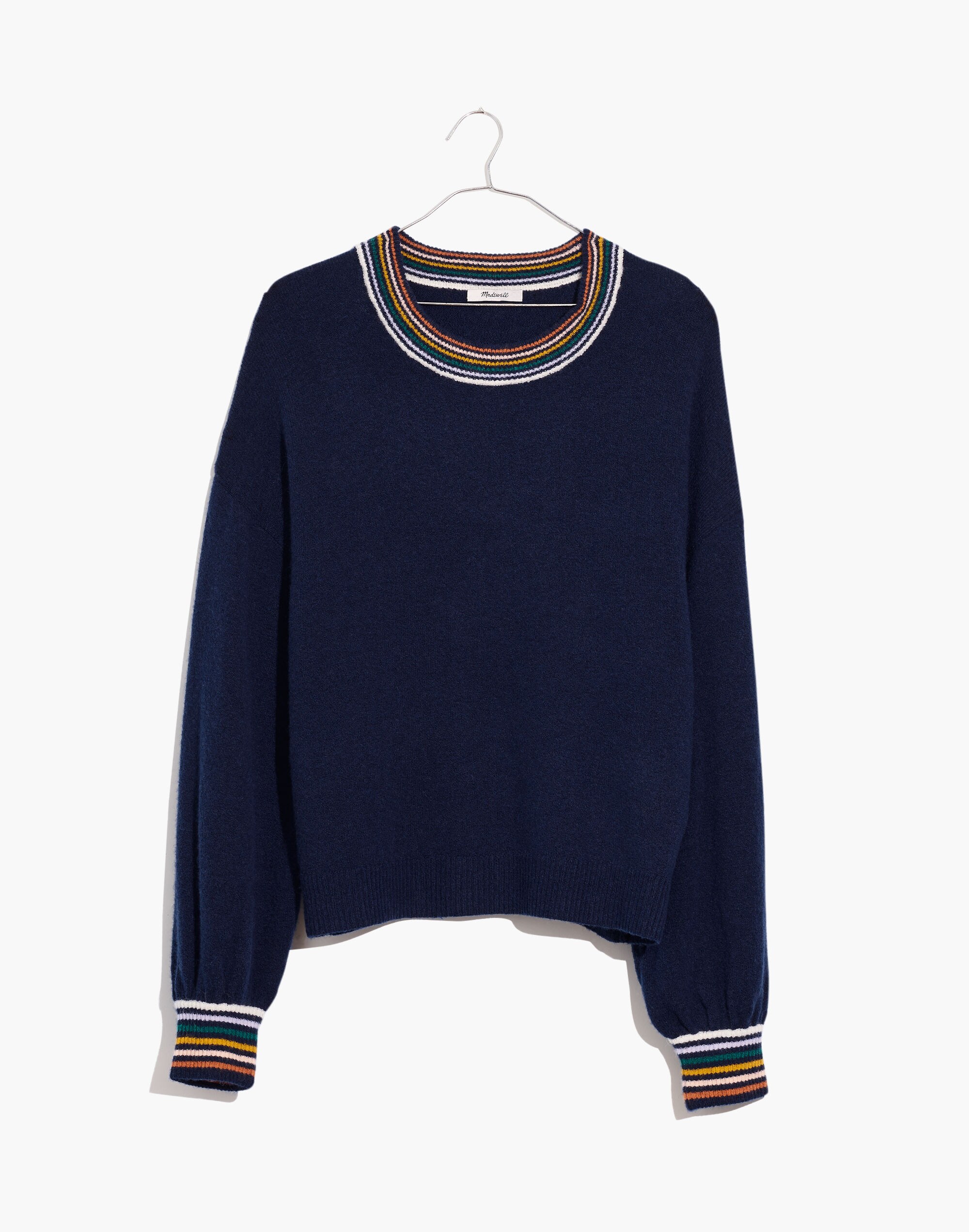 Rainbow-Trim Gladwell Balloon-Sleeve Pullover Sweater