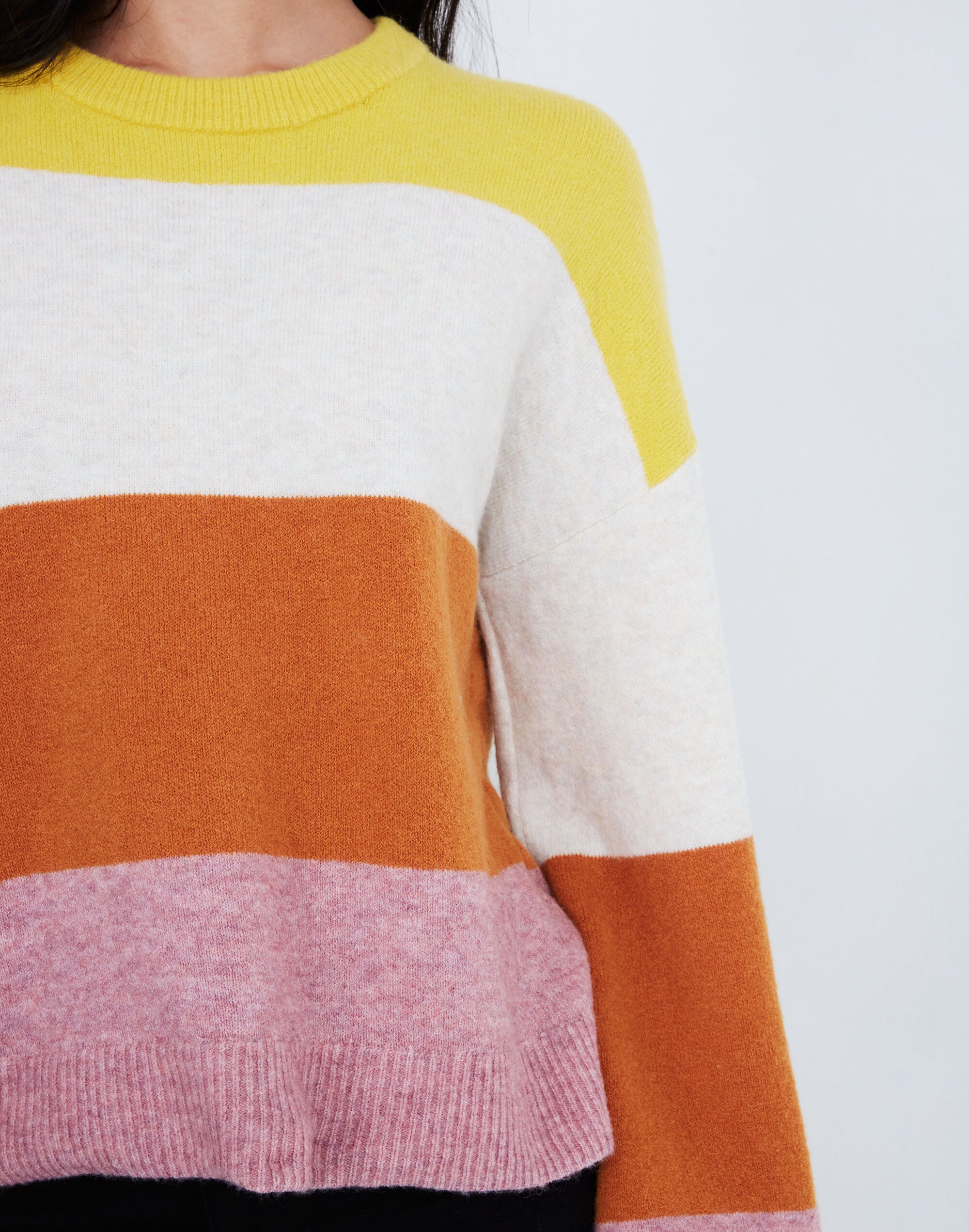 Striped Gladwell Balloon-Sleeve Pullover Sweater