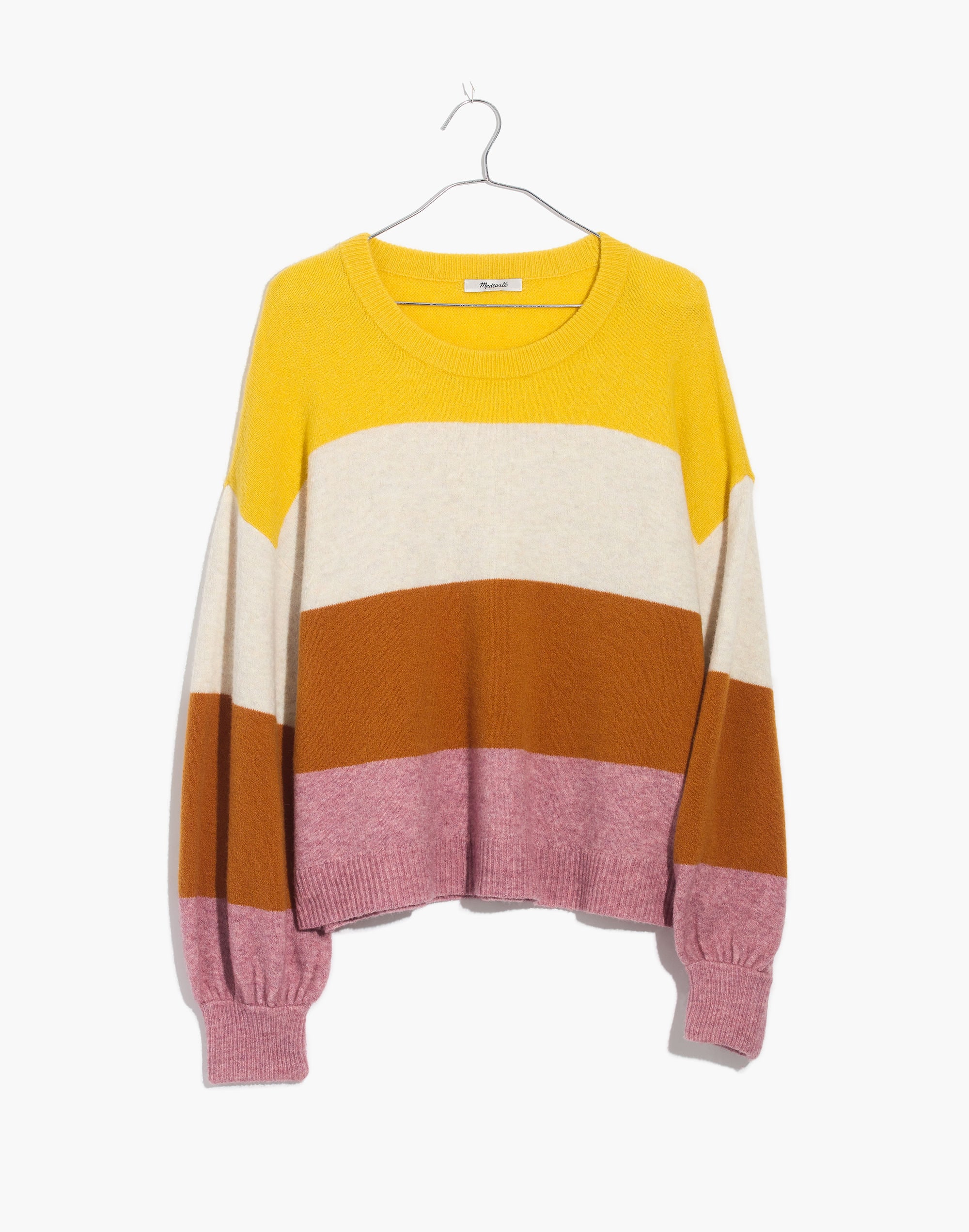 Striped Gladwell Balloon-Sleeve Pullover Sweater