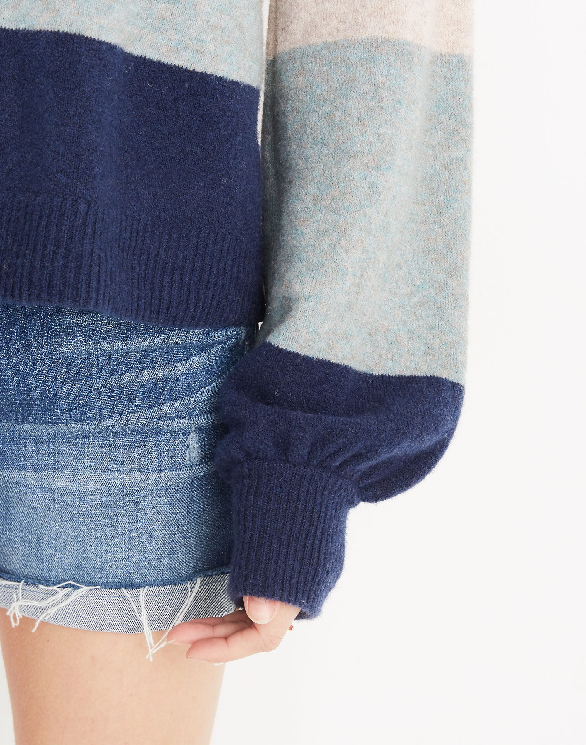 Striped Gladwell Balloon-Sleeve Pullover Sweater