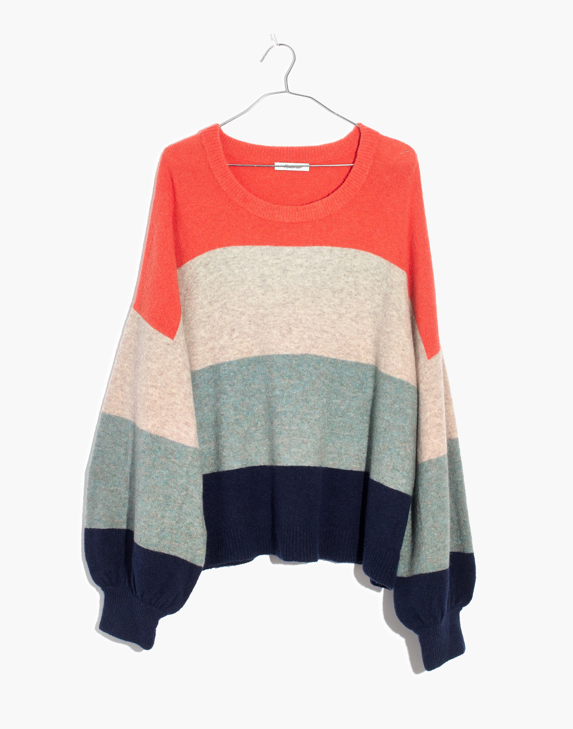 Striped Gladwell Balloon-Sleeve Pullover Sweater