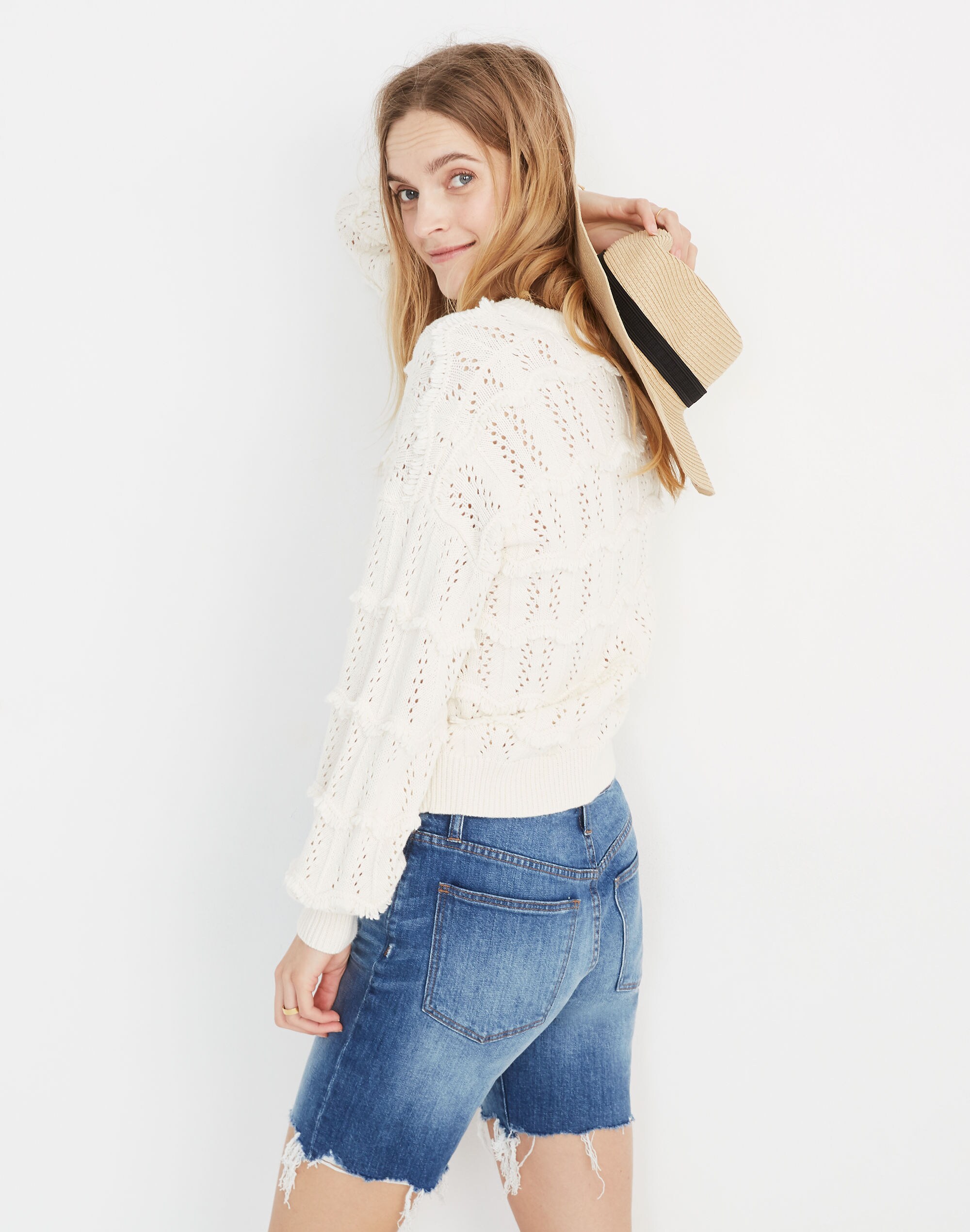 V-Neck Fringe Pullover Sweater