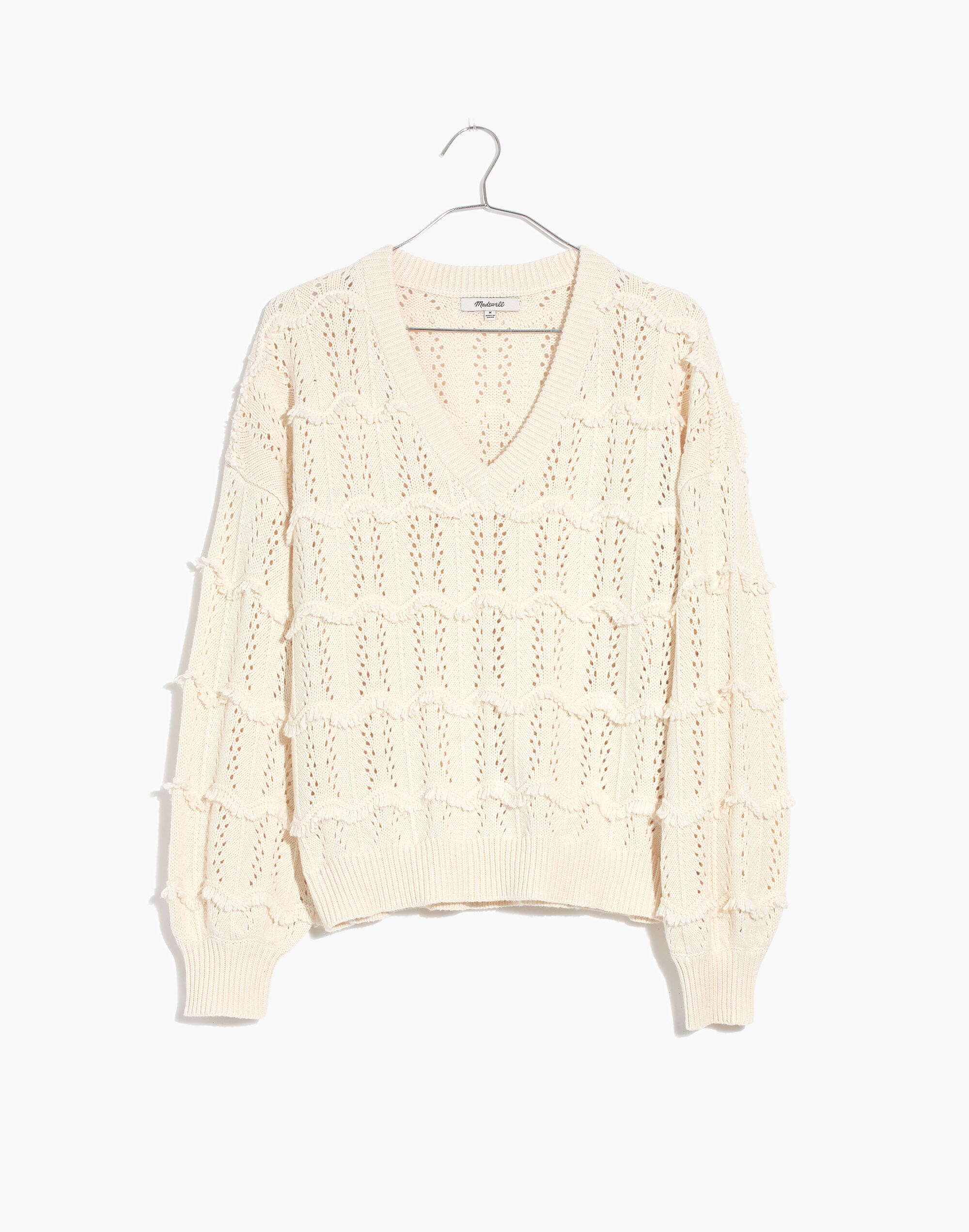 V-Neck Fringe Pullover Sweater