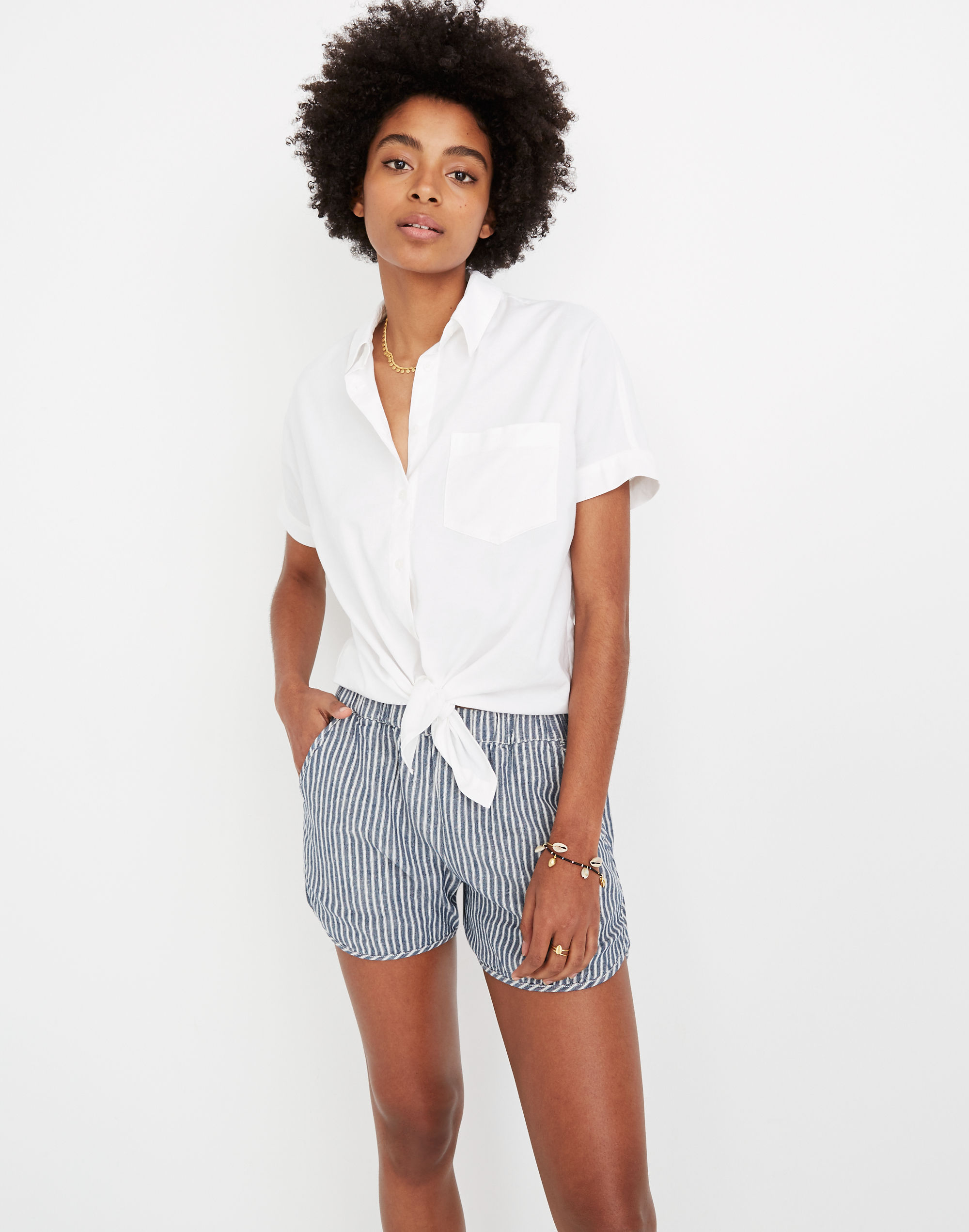 Pull-On Shorts in Railroad Stripe