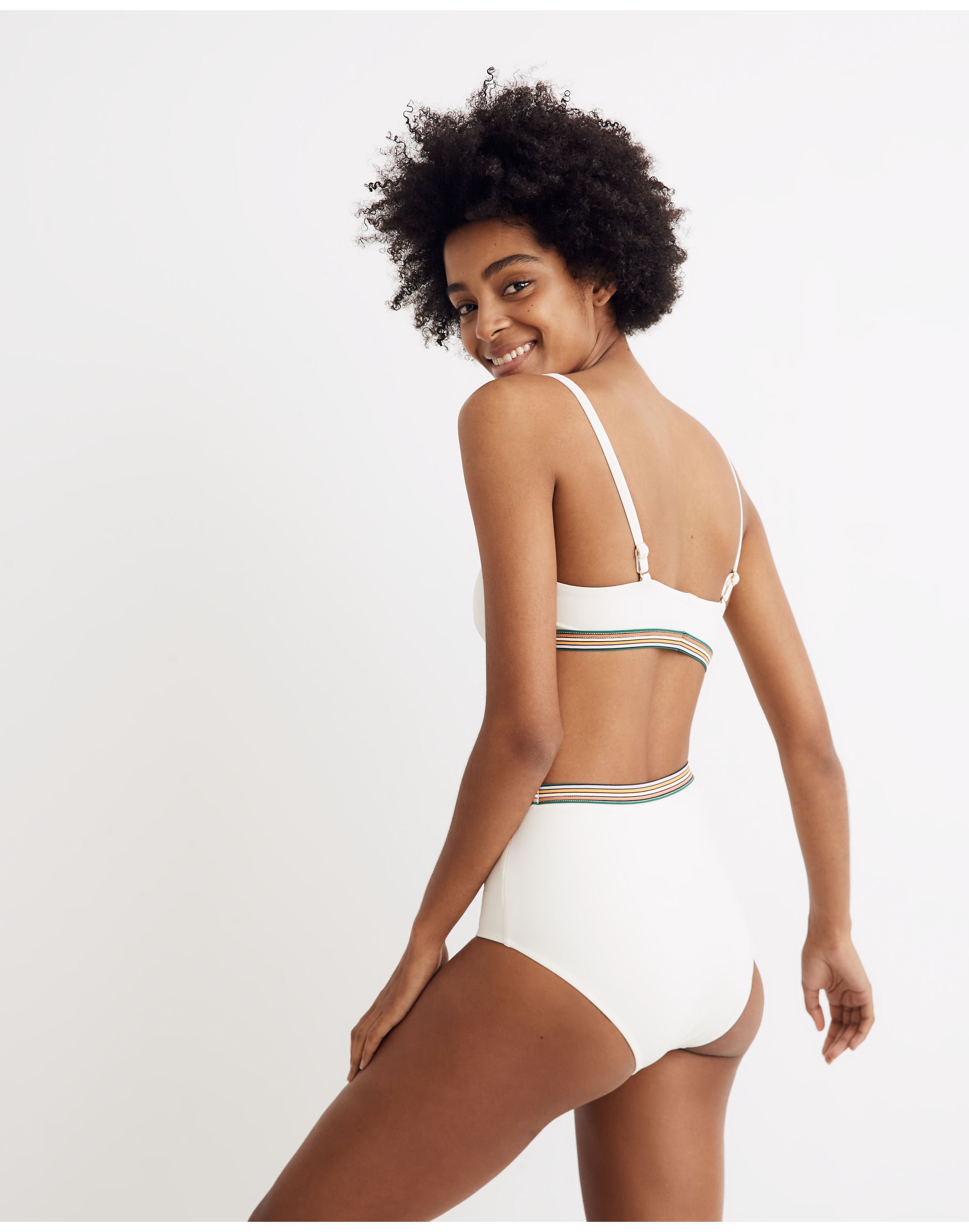 Madewell Second Wave Rainbow-Trimmed Sport Bikini Top