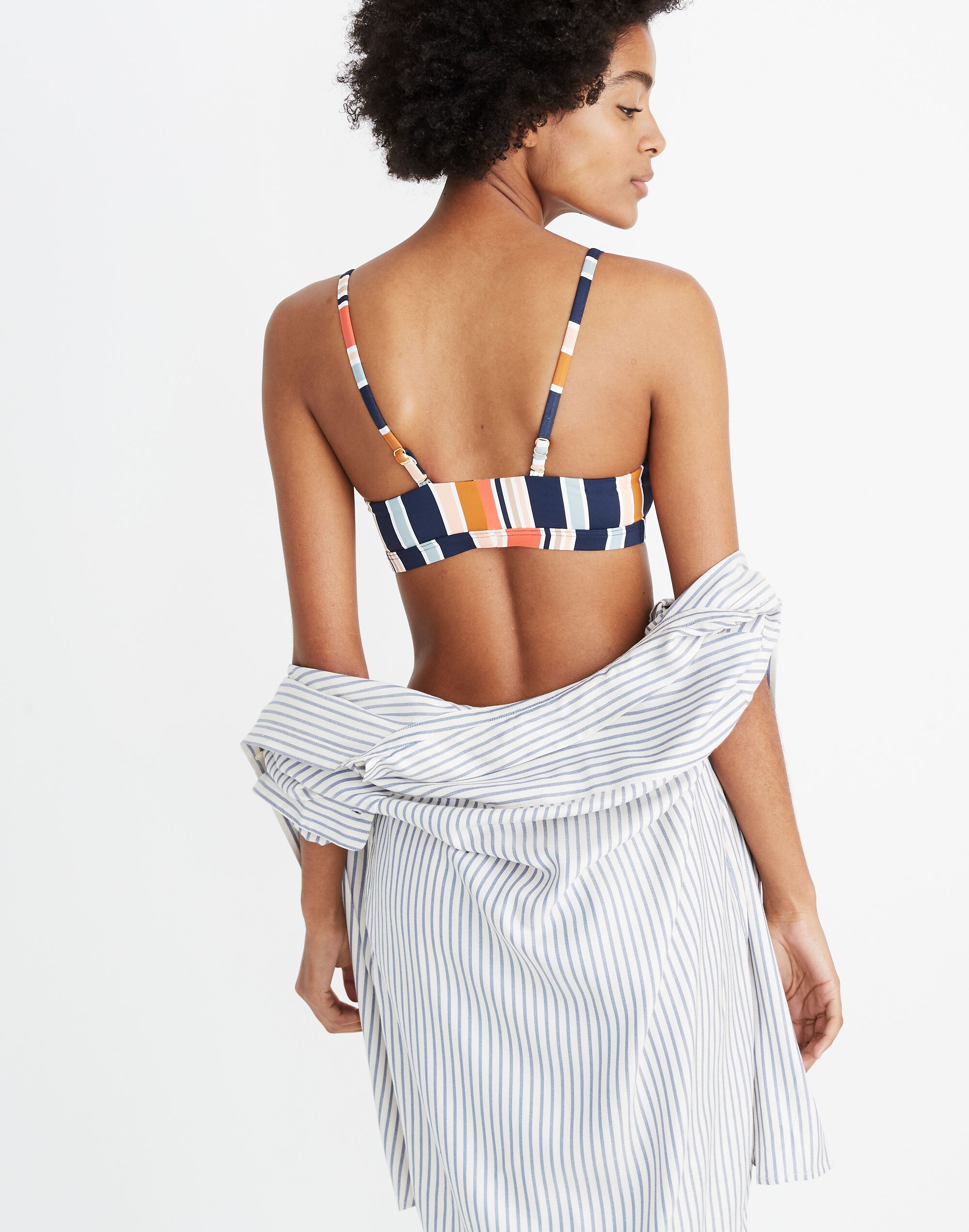 Madewell Second Wave Sport Bikini Top in Towel Stripe
