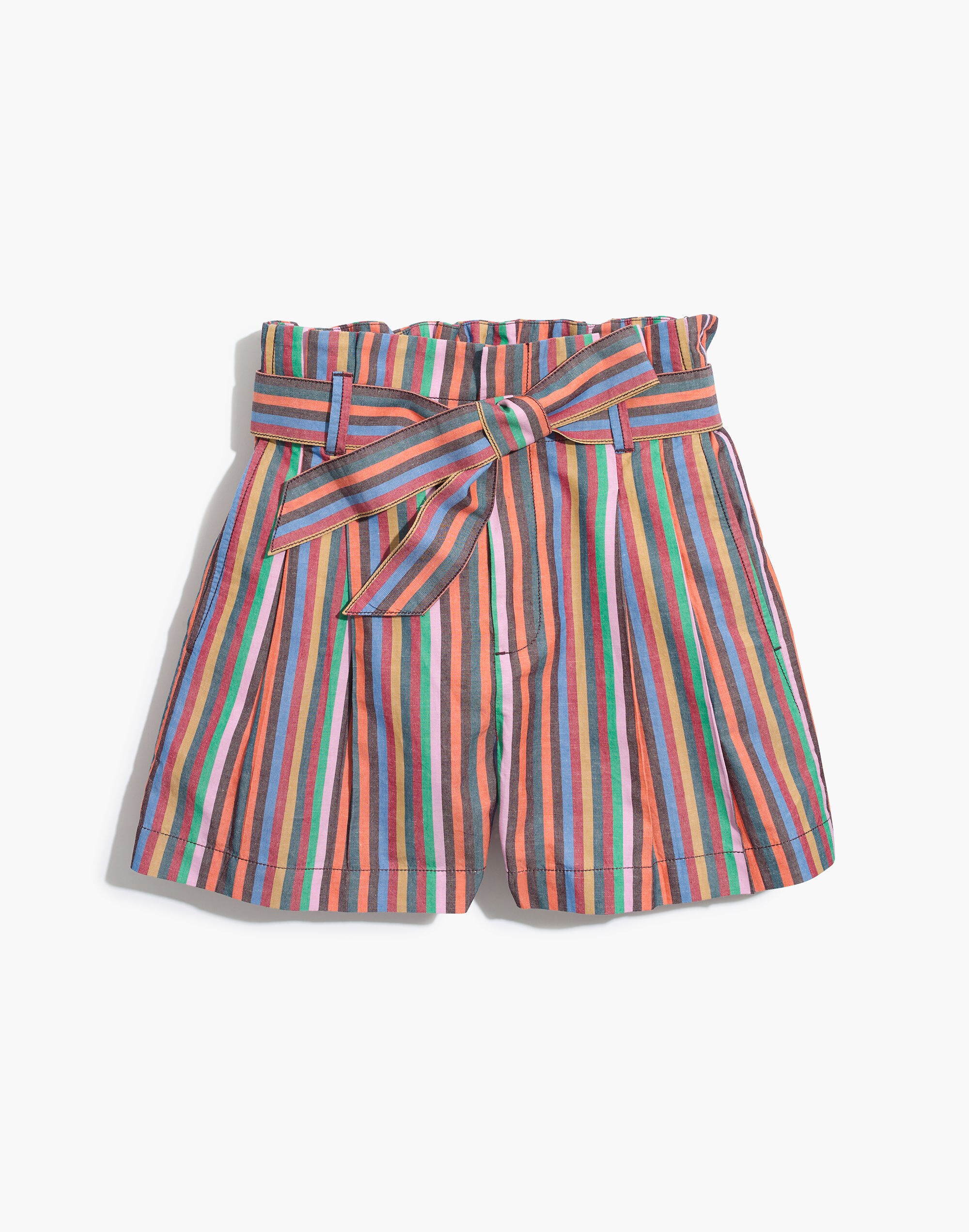 Paperbag Shorts in Rainbow Stripe