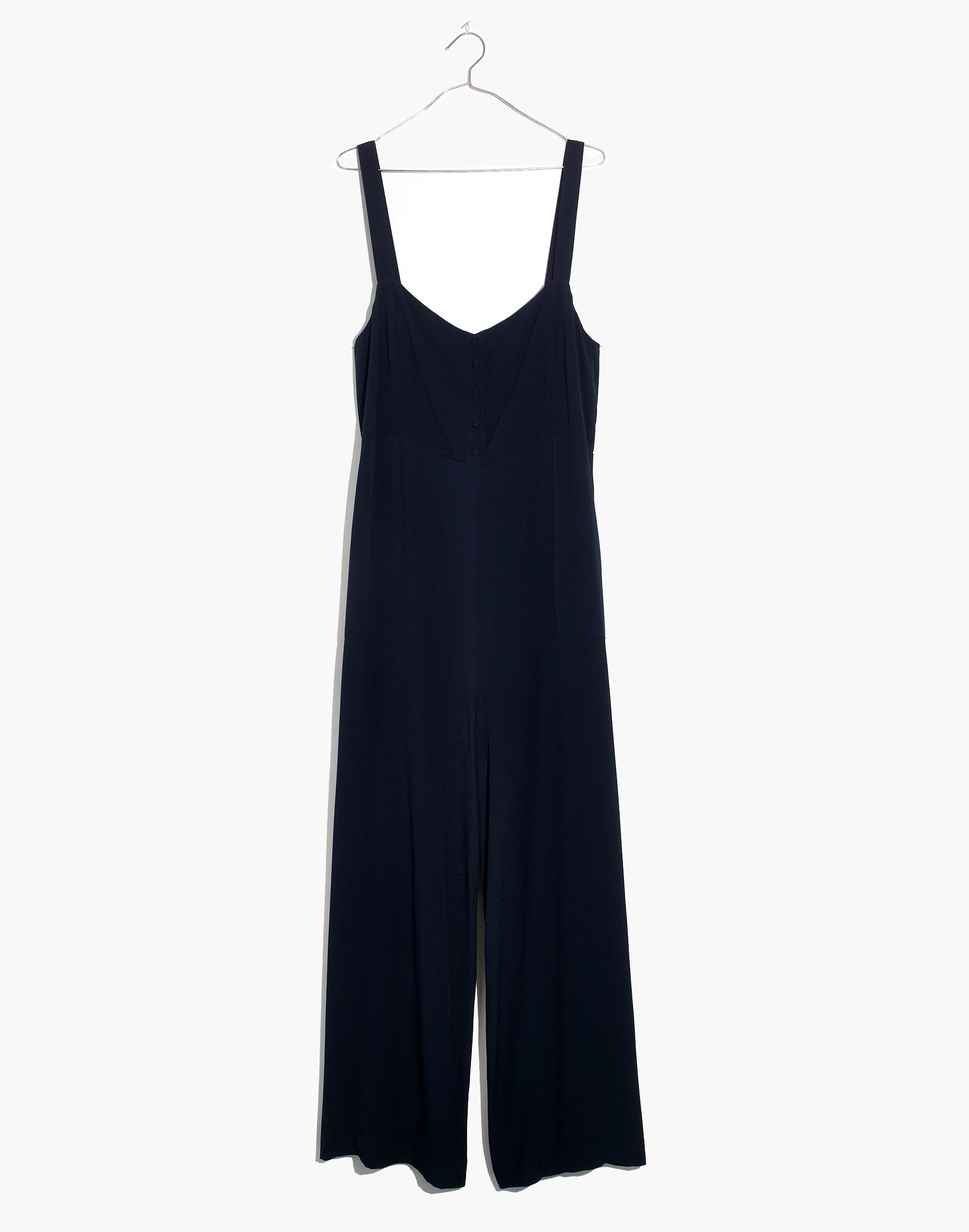 Button-Front Wide-Leg Jumpsuit