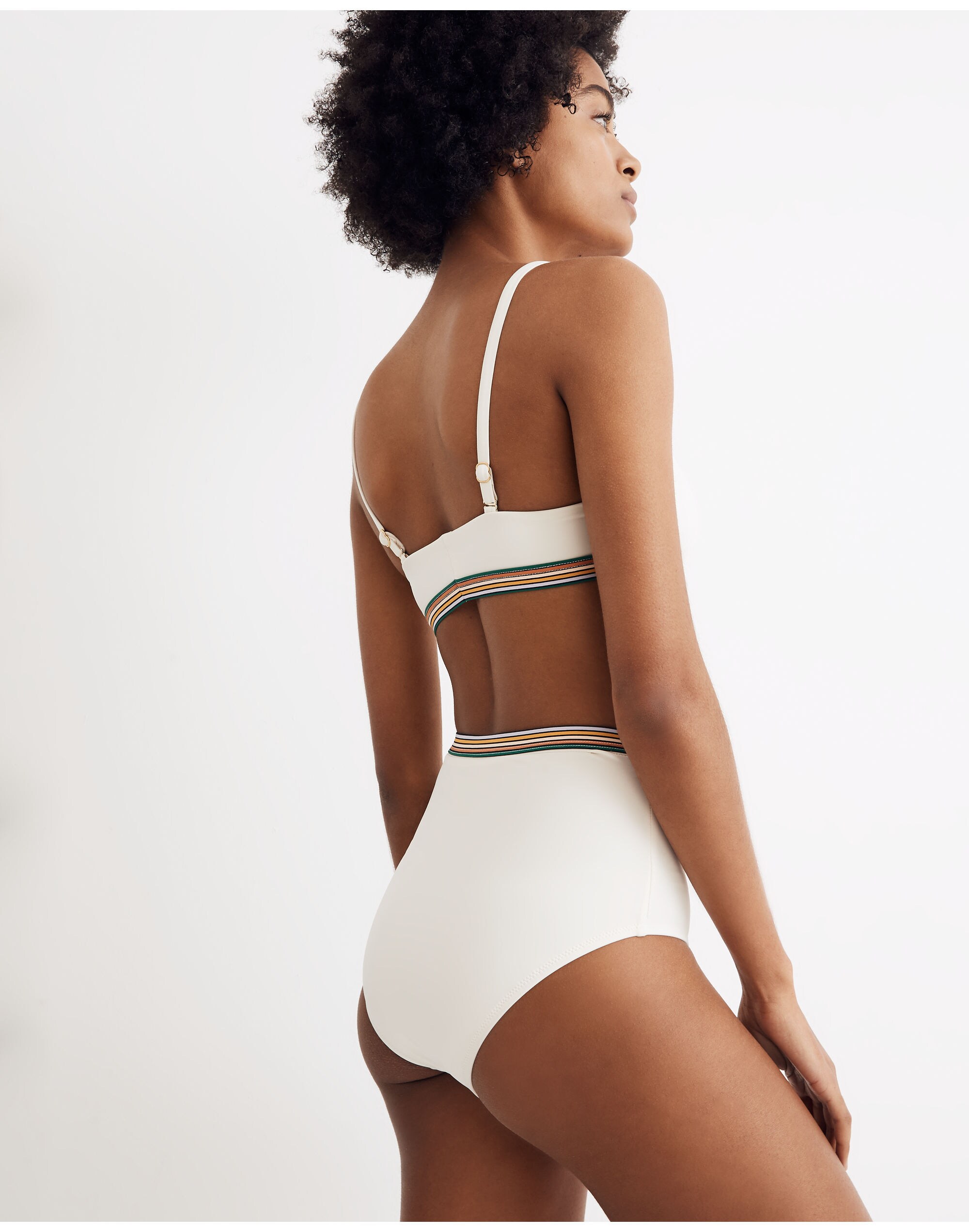 Madewell Second Wave Rainbow-Trimmed Retro High-Waisted Bikini Bottom